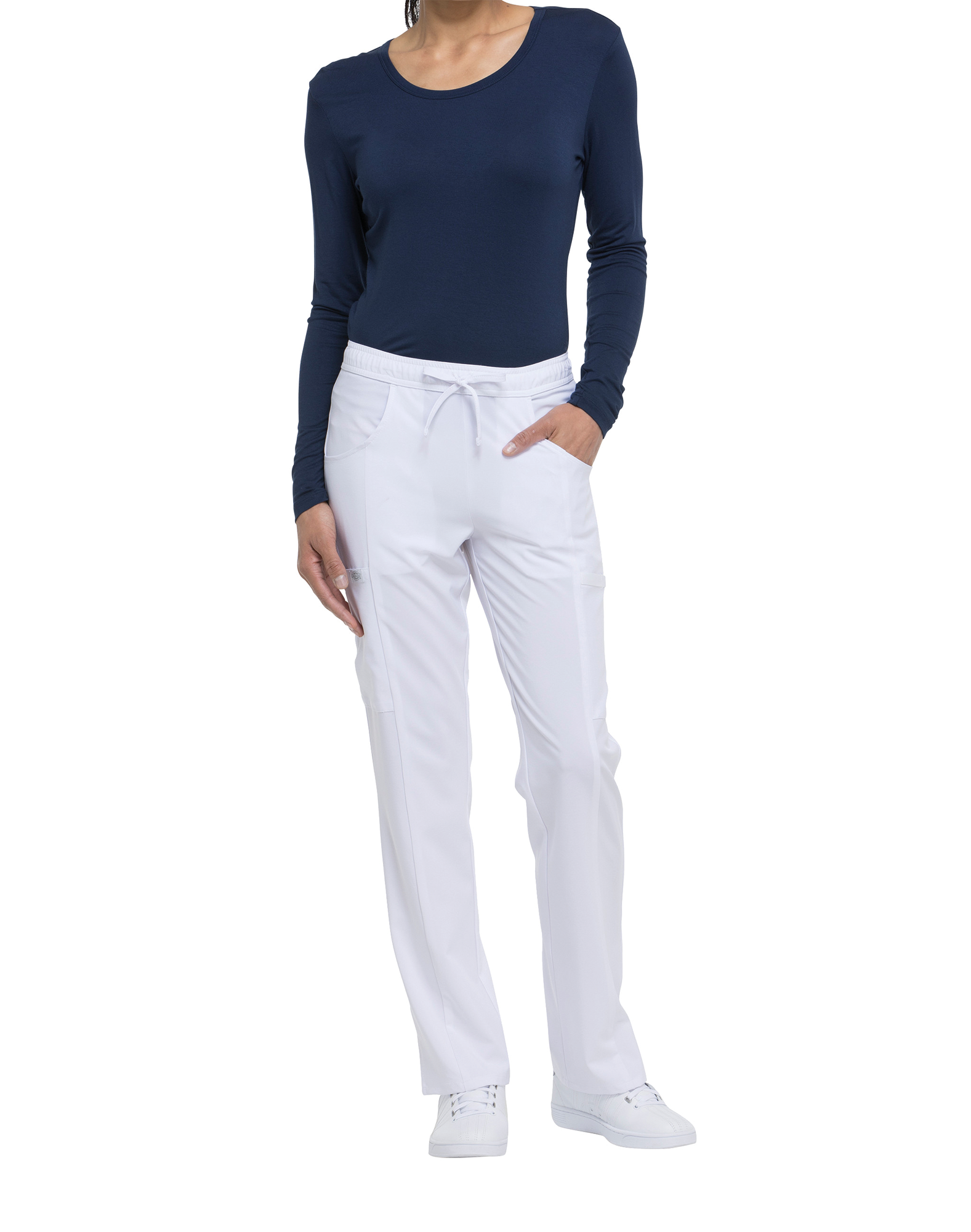 Calças de cintura média com cordão de senhora - Branco