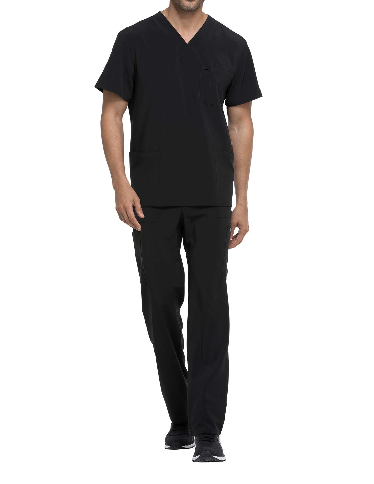 Túnica Decote V de Homem em Poliéster Stretch - Preto