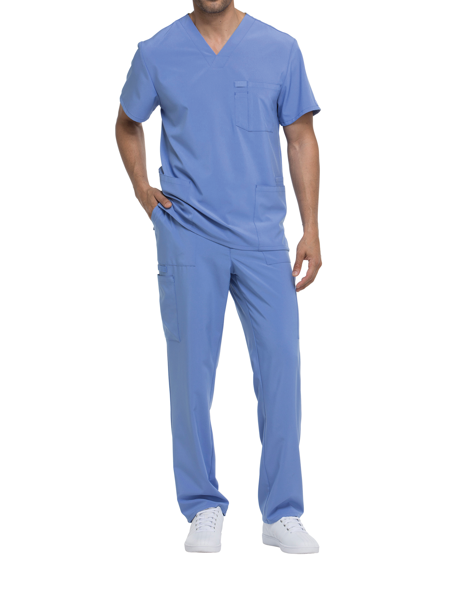 Túnica Decote V de Homem em Poliéster Stretch - Azul céu