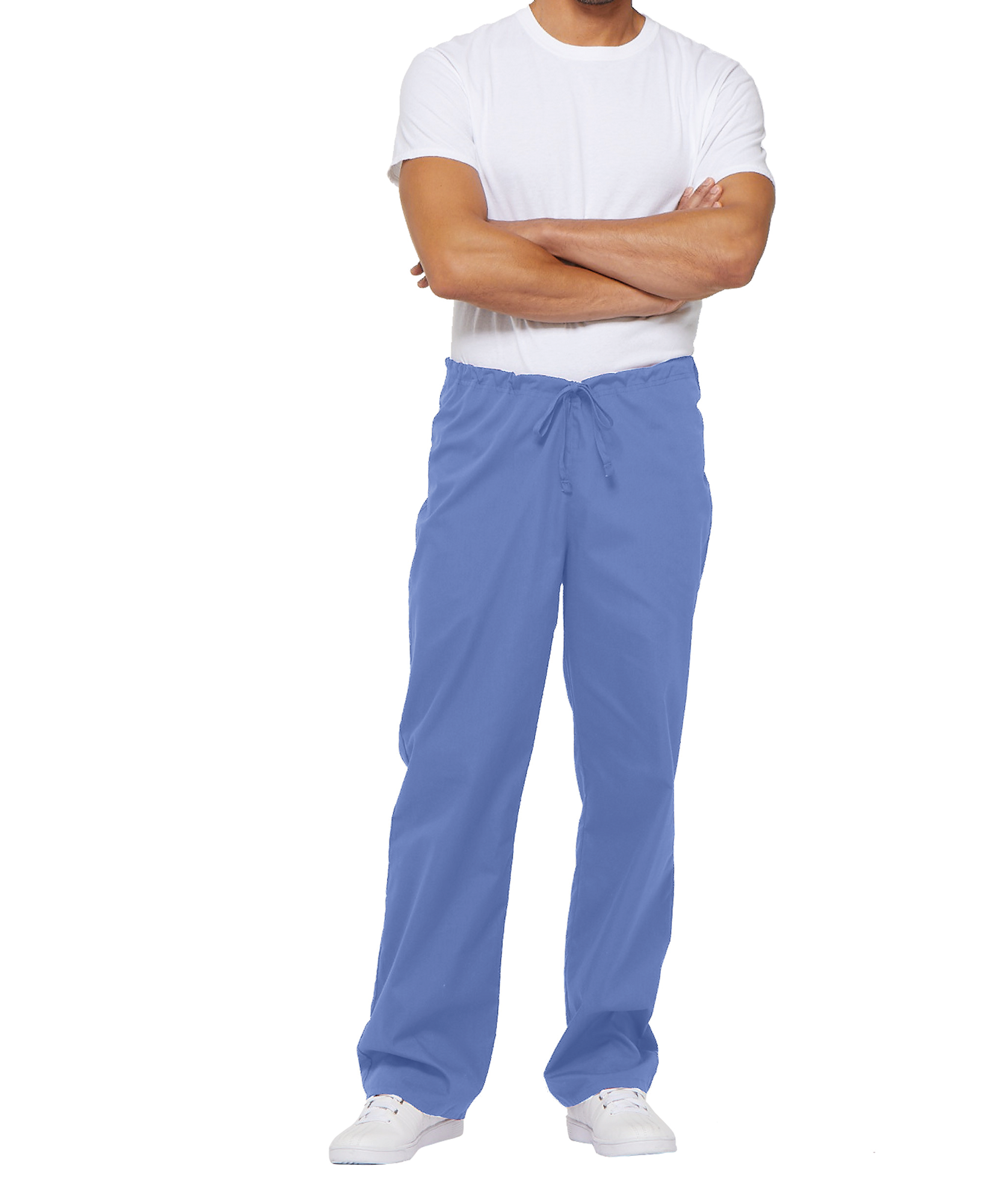 Calças com cintura ajustável com cordão unissexo - Azul céu
