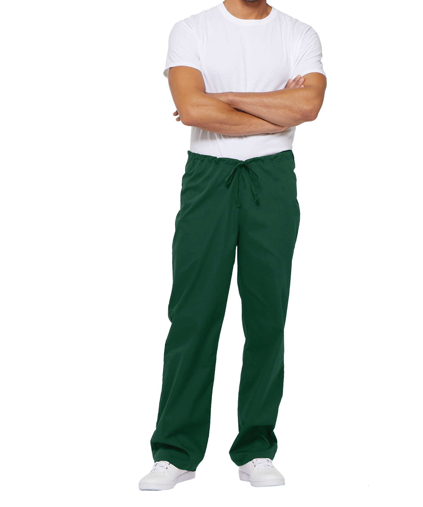 Calças com cintura ajustável com cordão unissexo - Verde caçador
