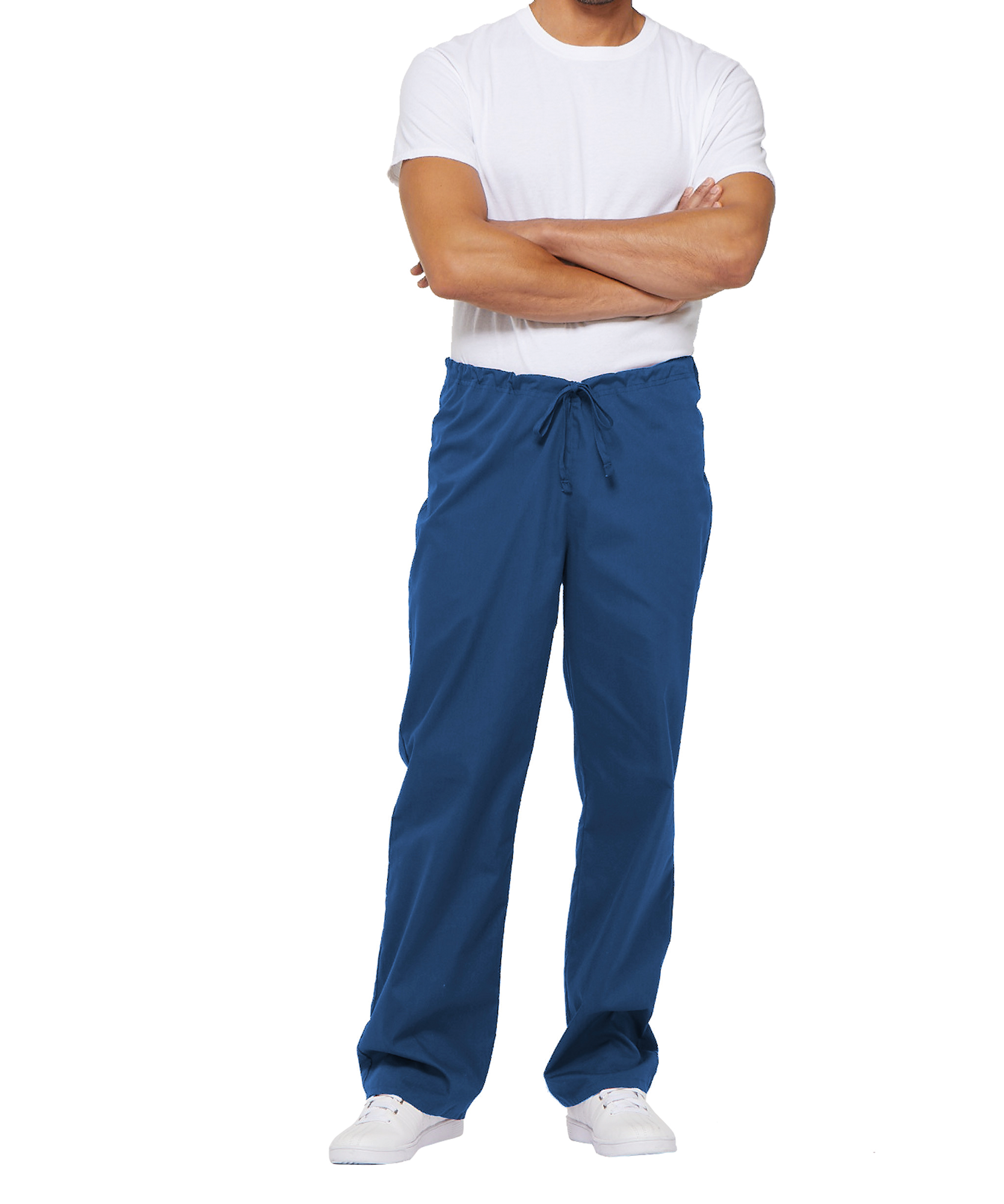 Calças com cintura ajustável com cordão unissexo - Azul azul royal