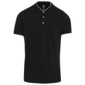 Polo com gola à padre de homem de manga curta - Preto / Cinzento oxford