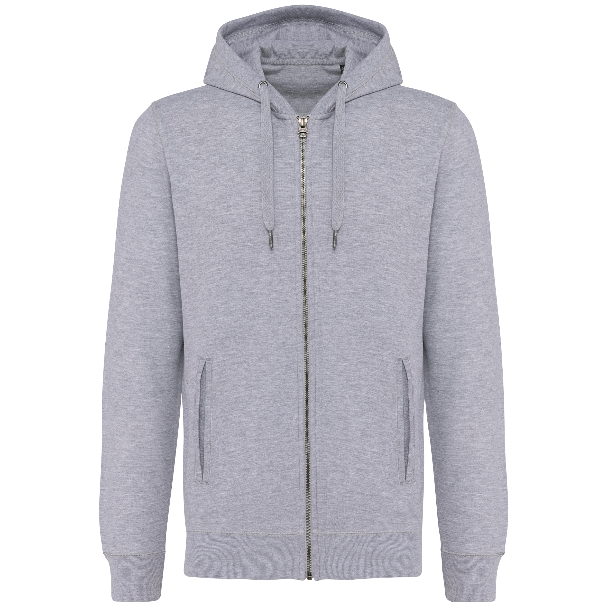 Sweatshirt com fecho e capuz sustentável unissexo - Cinzento oxford