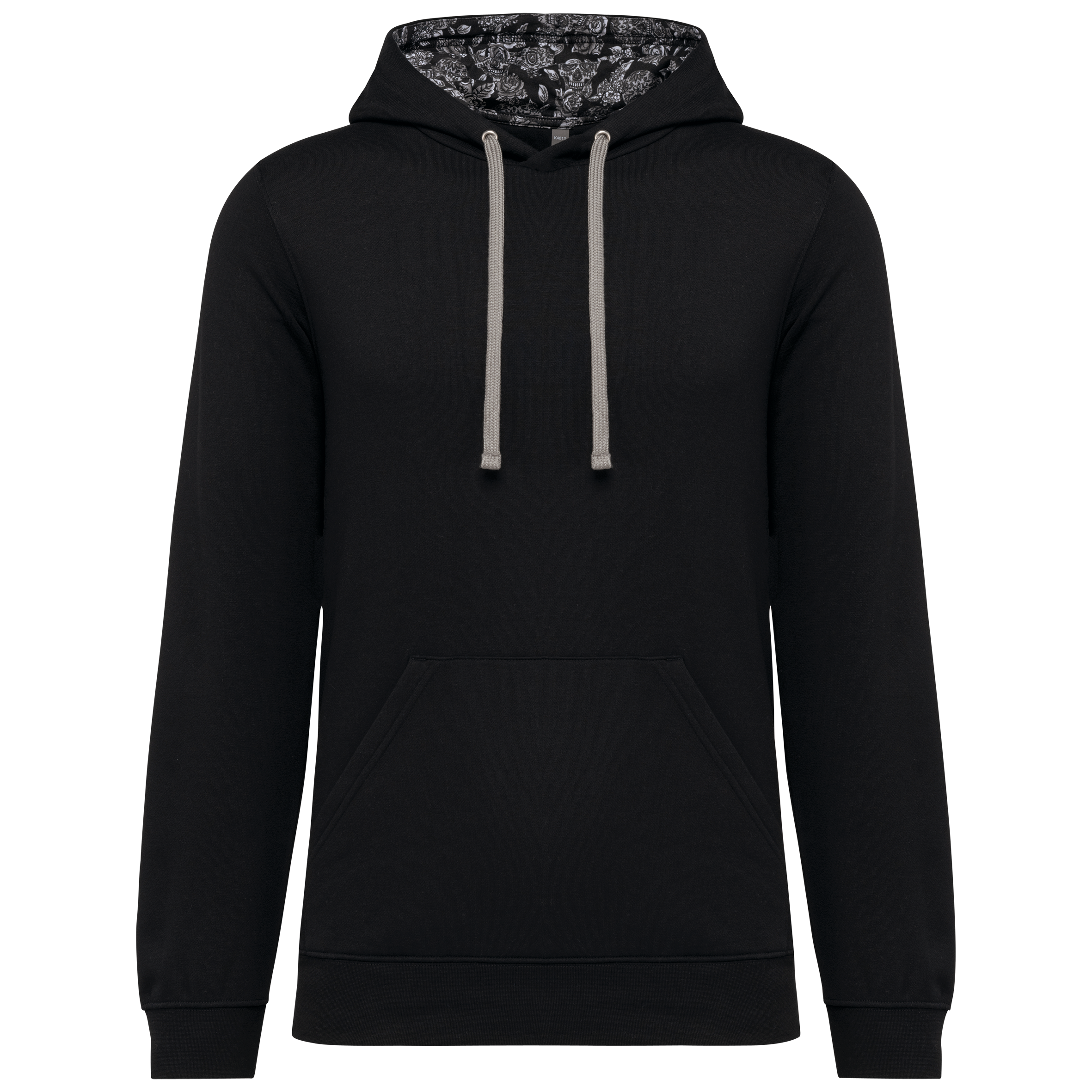Sweatshirt com capuz em contraste estampado unissexo - Preto / Mexican skull