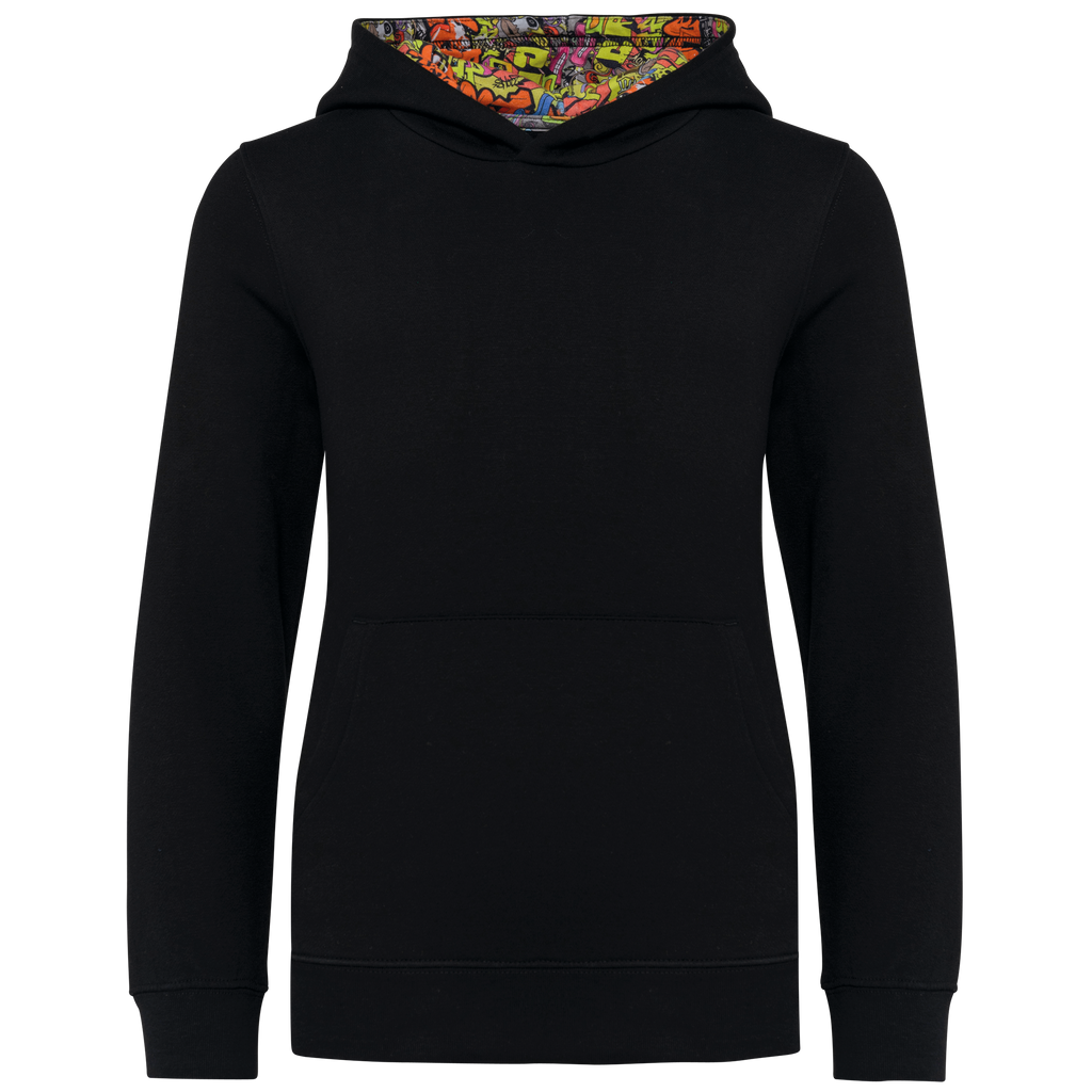 Sweatshirt com capuz em contraste estampado de criança - Preto / Skate graffiti