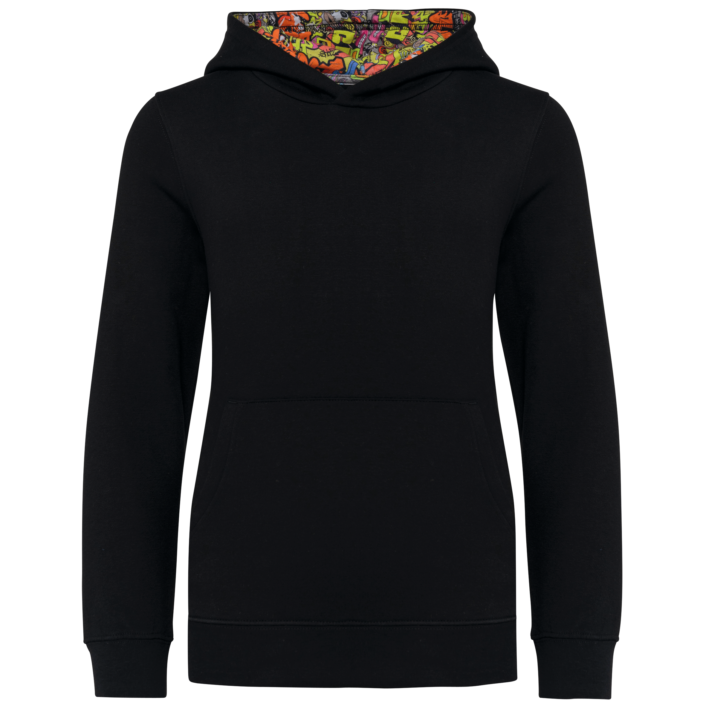 Sweatshirt com capuz em contraste estampado de criança - Preto / Skate graffiti