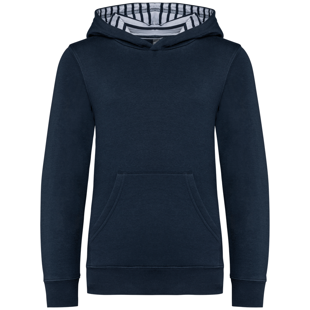 Sweatshirt com capuz em contraste estampado de criança - Azul marinho / Mariniere
