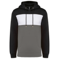 Sweatshirt tricolor com capuz unissexo - Preto / Branco / Cinzento basalto