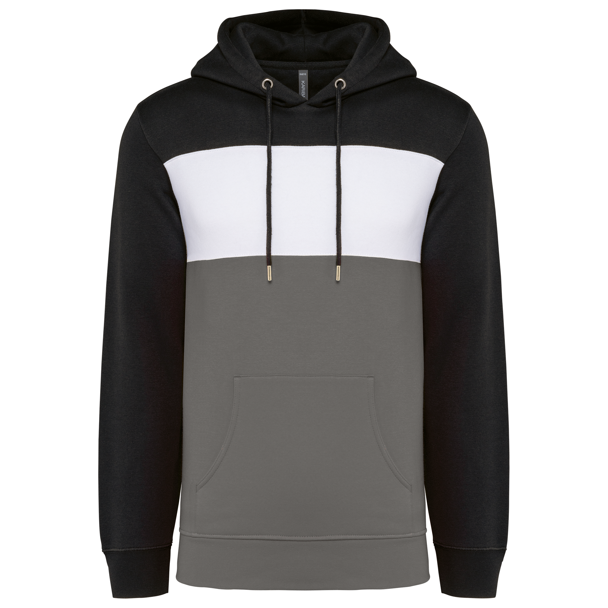 Sweatshirt tricolor com capuz unissexo - Preto / Branco / Cinzento basalto