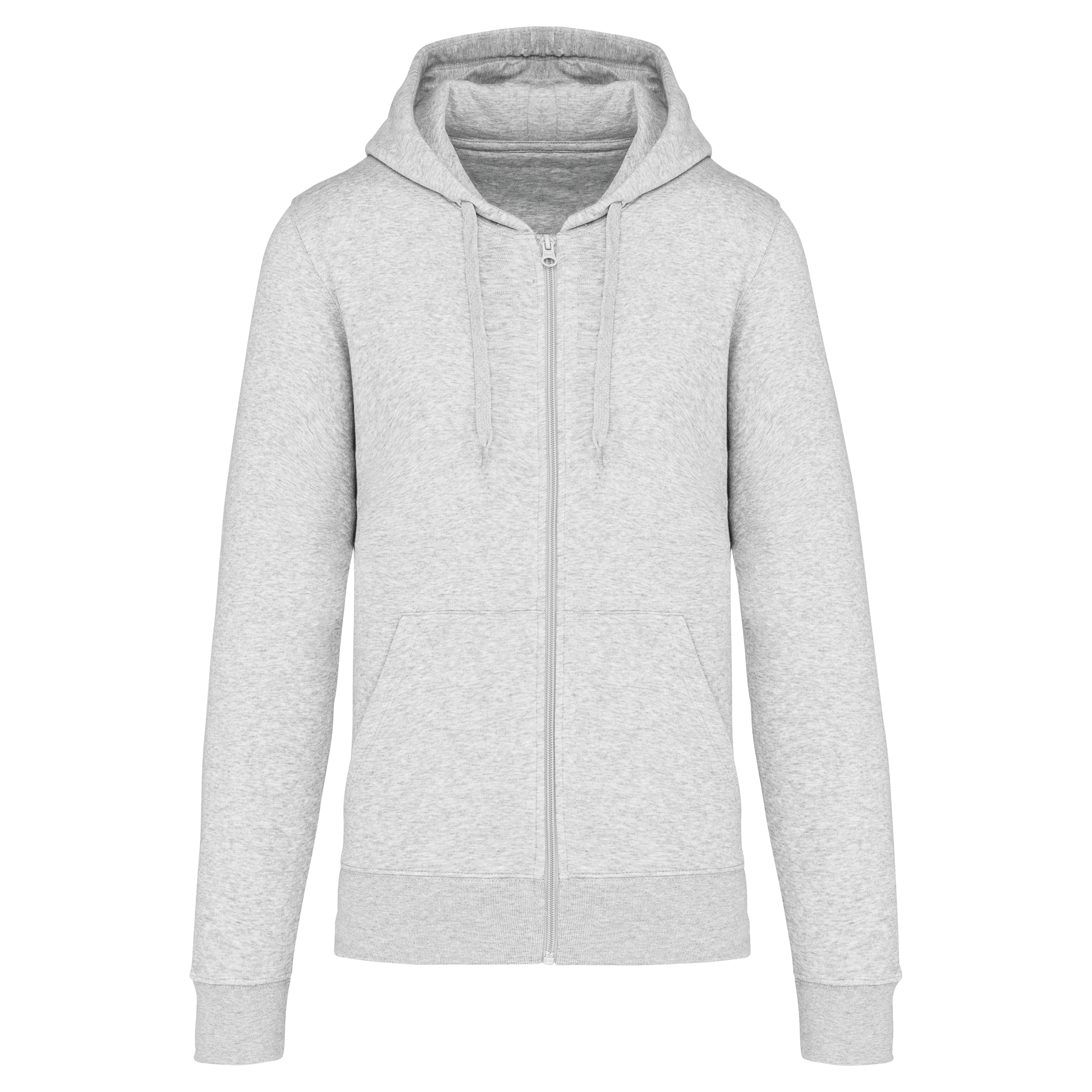Sweatshirt sustentável com capuz e fecho de homem - Cinza claro mesclado