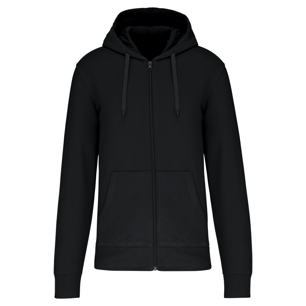 Sweatshirt sustentável com capuz e fecho de homem - Preto