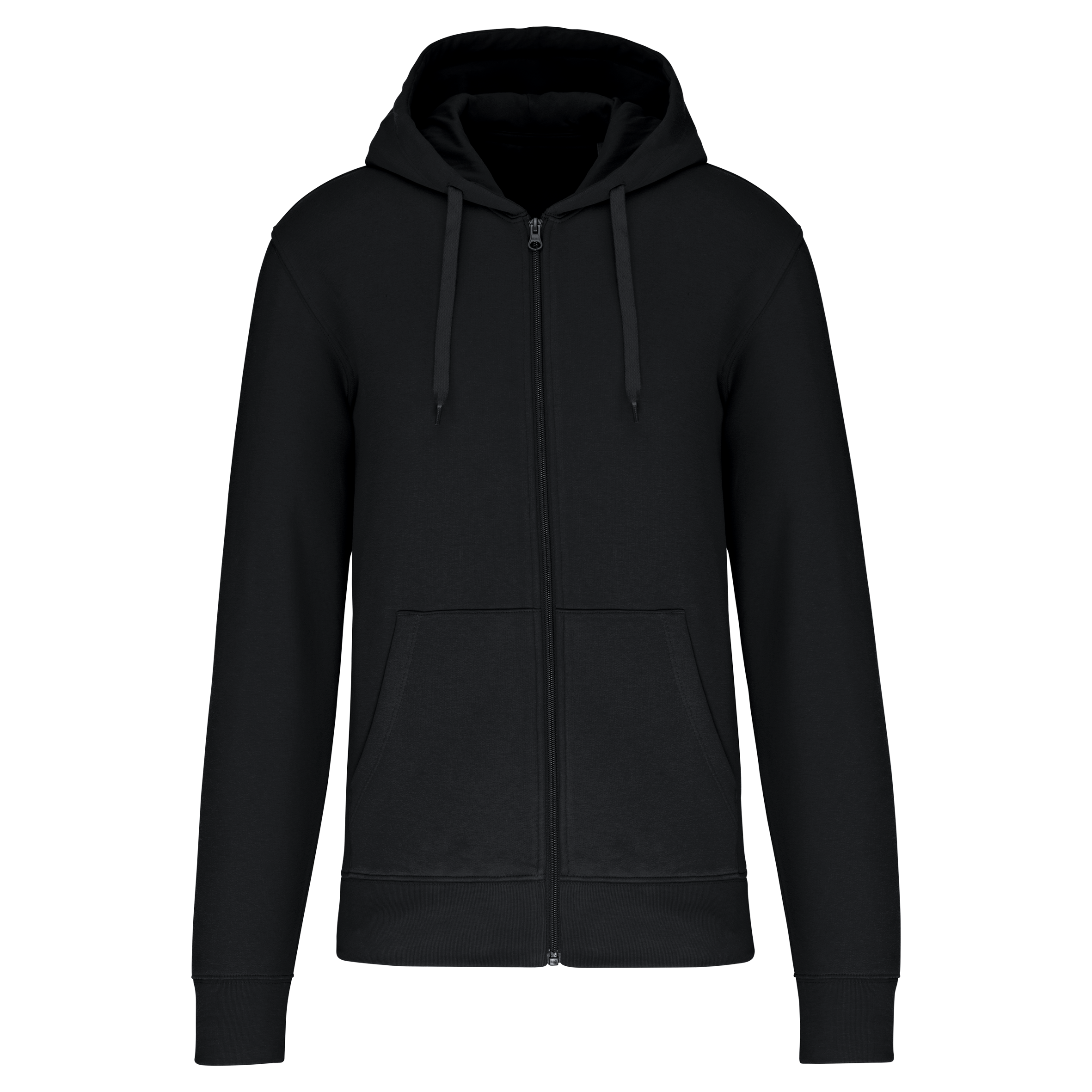 Sweatshirt sustentável com capuz e fecho de homem - Preto