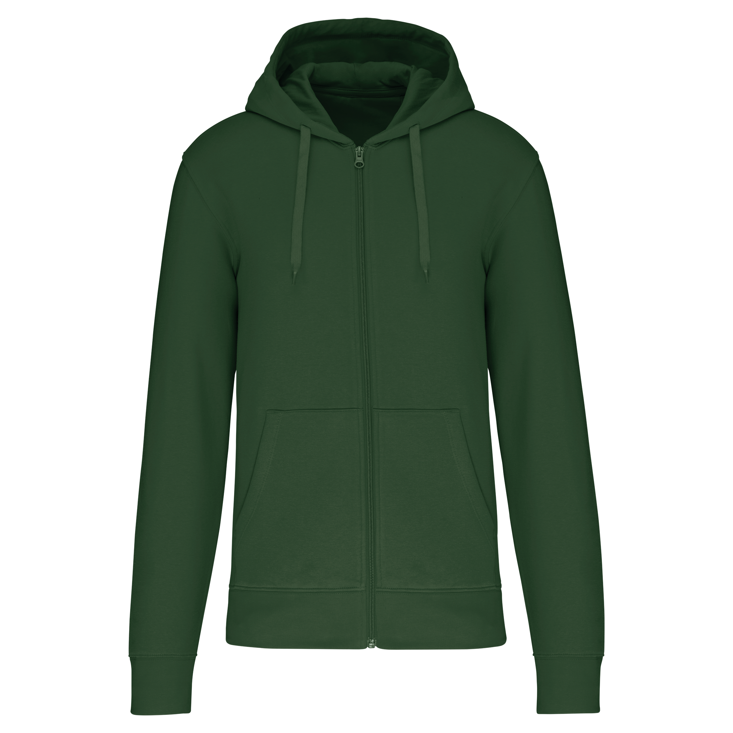 Sweatshirt sustentável com capuz e fecho de homem - Verde floresta