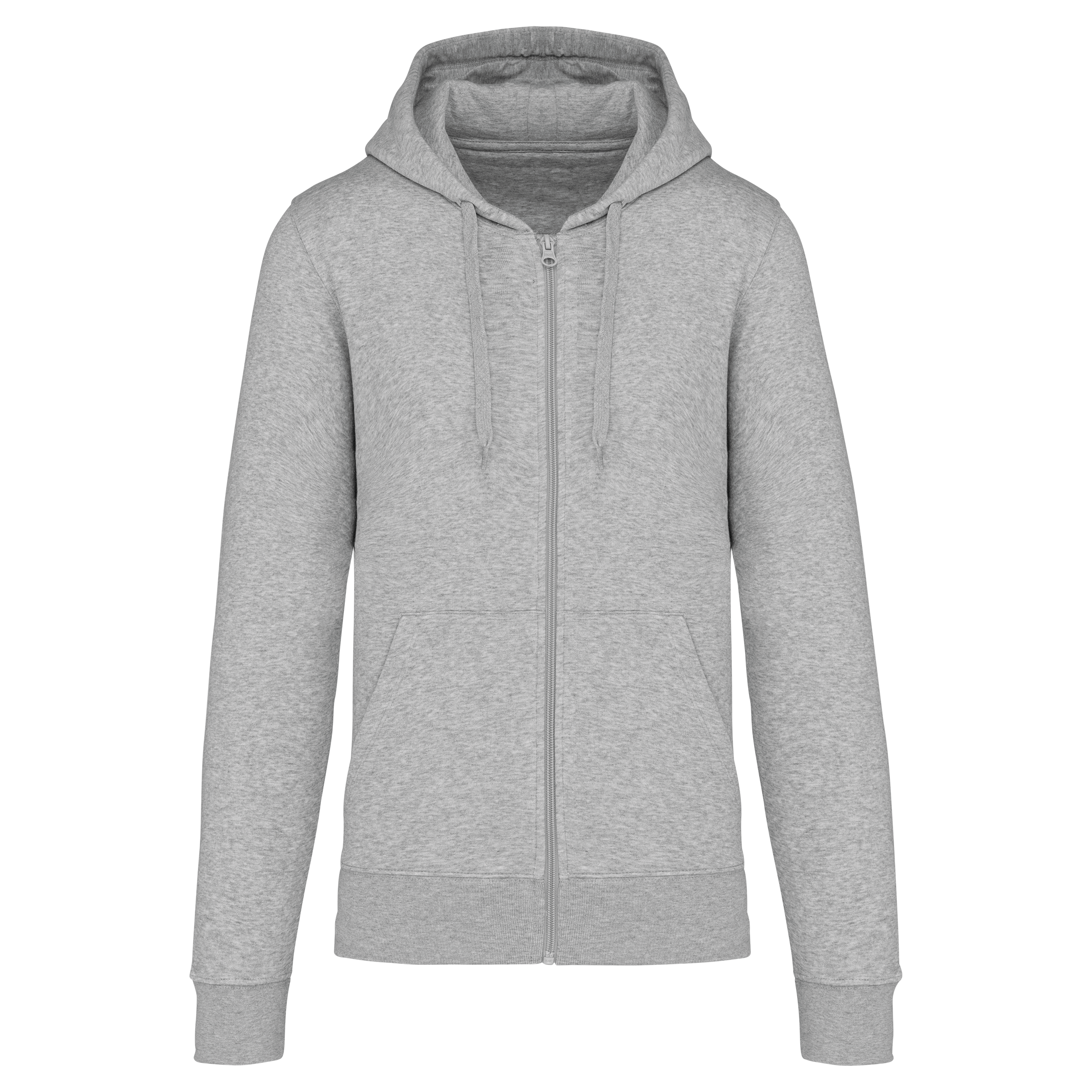 Sweatshirt sustentável com capuz e fecho de homem - Cinzento oxford