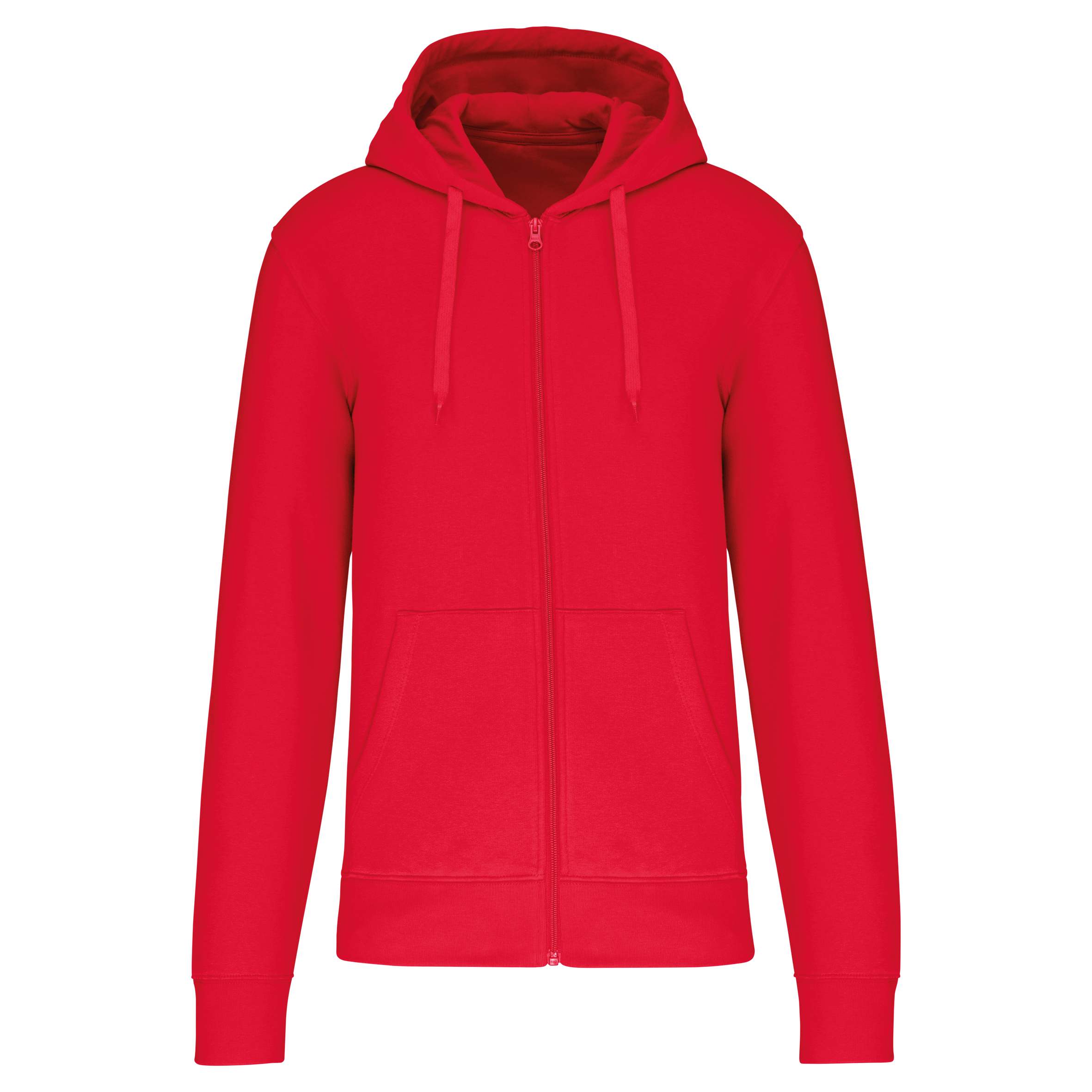 Sweatshirt sustentável com capuz e fecho de homem - Vermelho