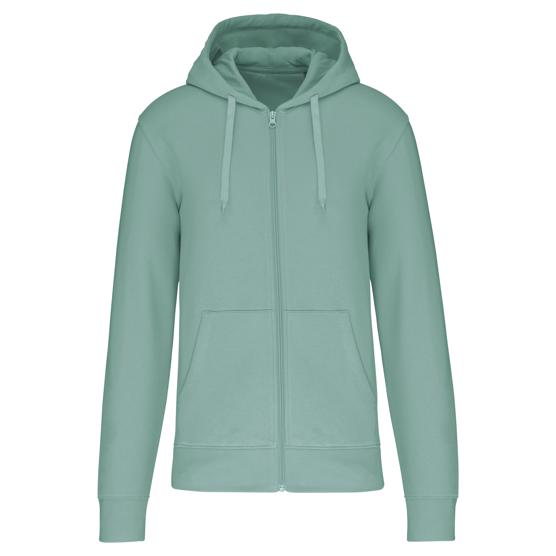 Sweatshirt sustentável com capuz e fecho de homem - Sálvia