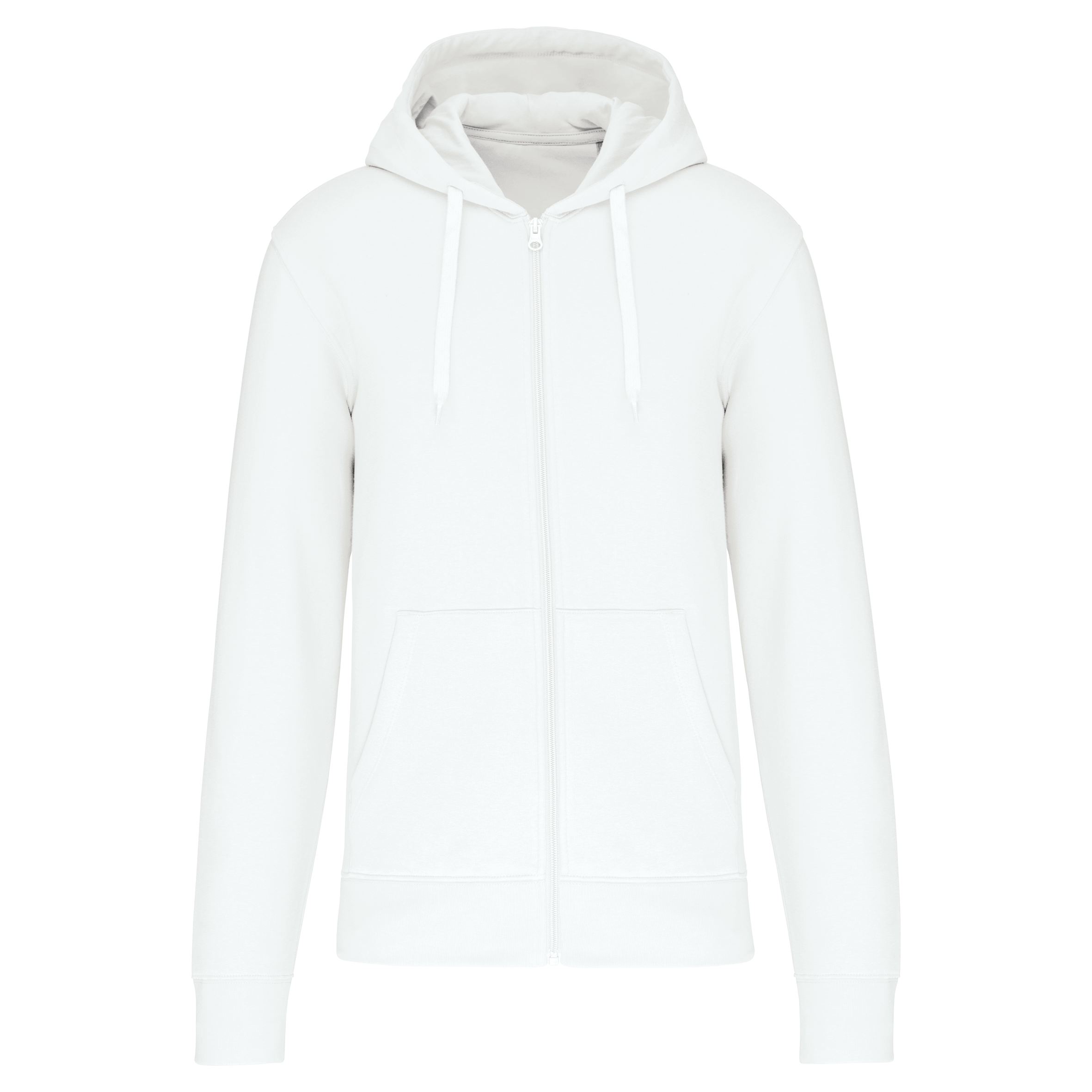 Sweatshirt sustentável com capuz e fecho de homem - Branco