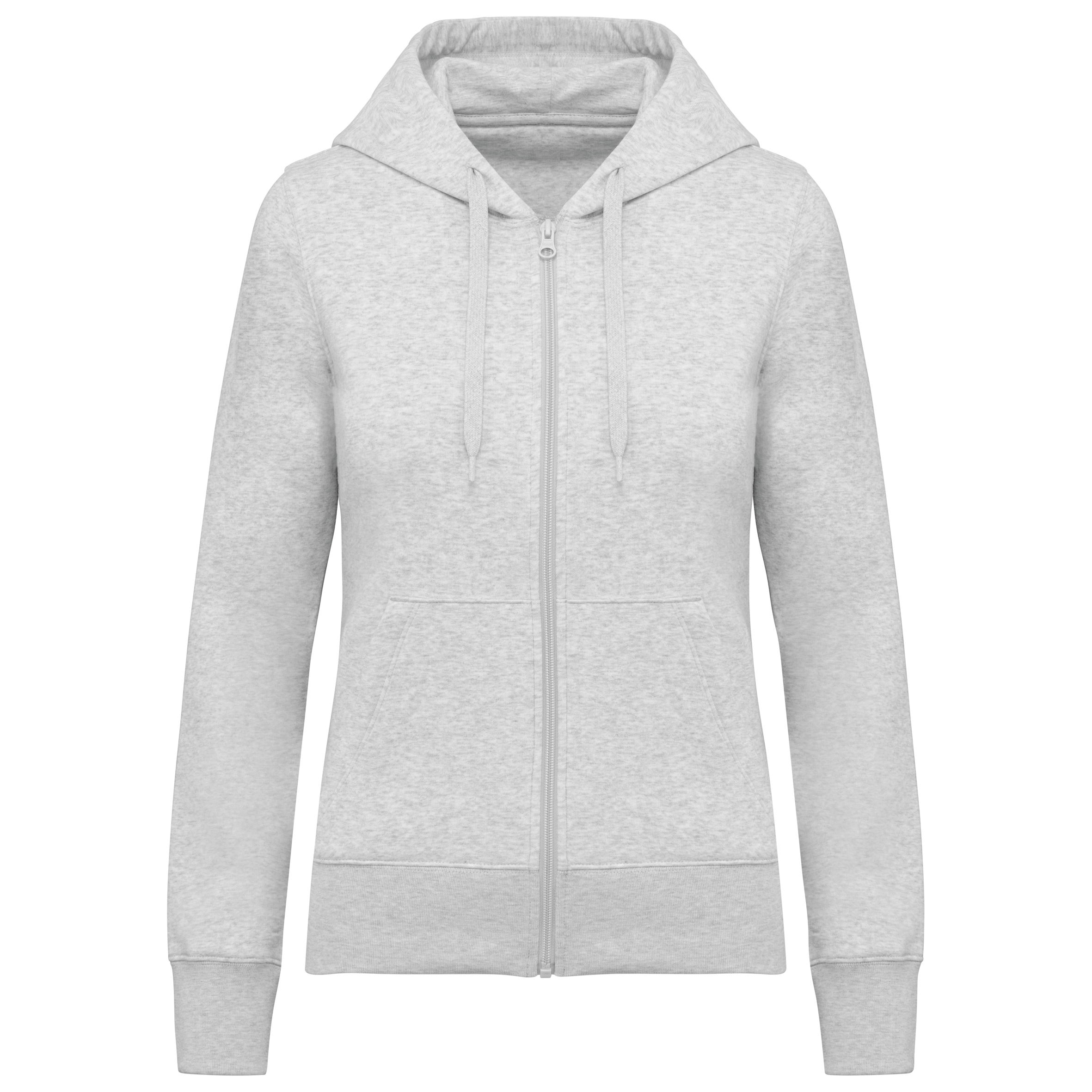 Sweatshirt sustentável com capuz e fecho de senhora - Cinza claro mesclado