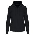 Sweatshirt sustentável com capuz e fecho de senhora - Preto
