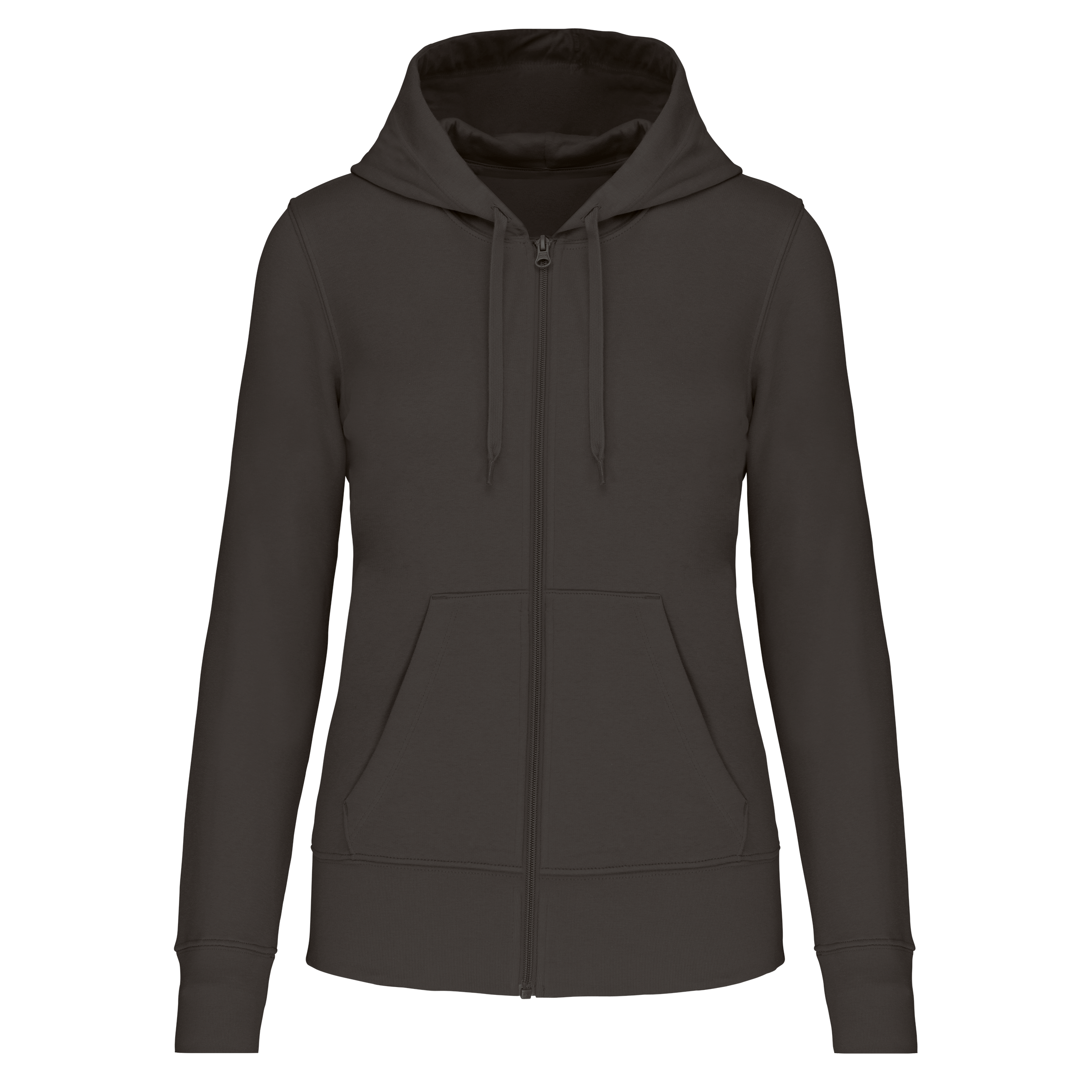 Sweatshirt sustentável com capuz e fecho de senhora - Cinzento escuro