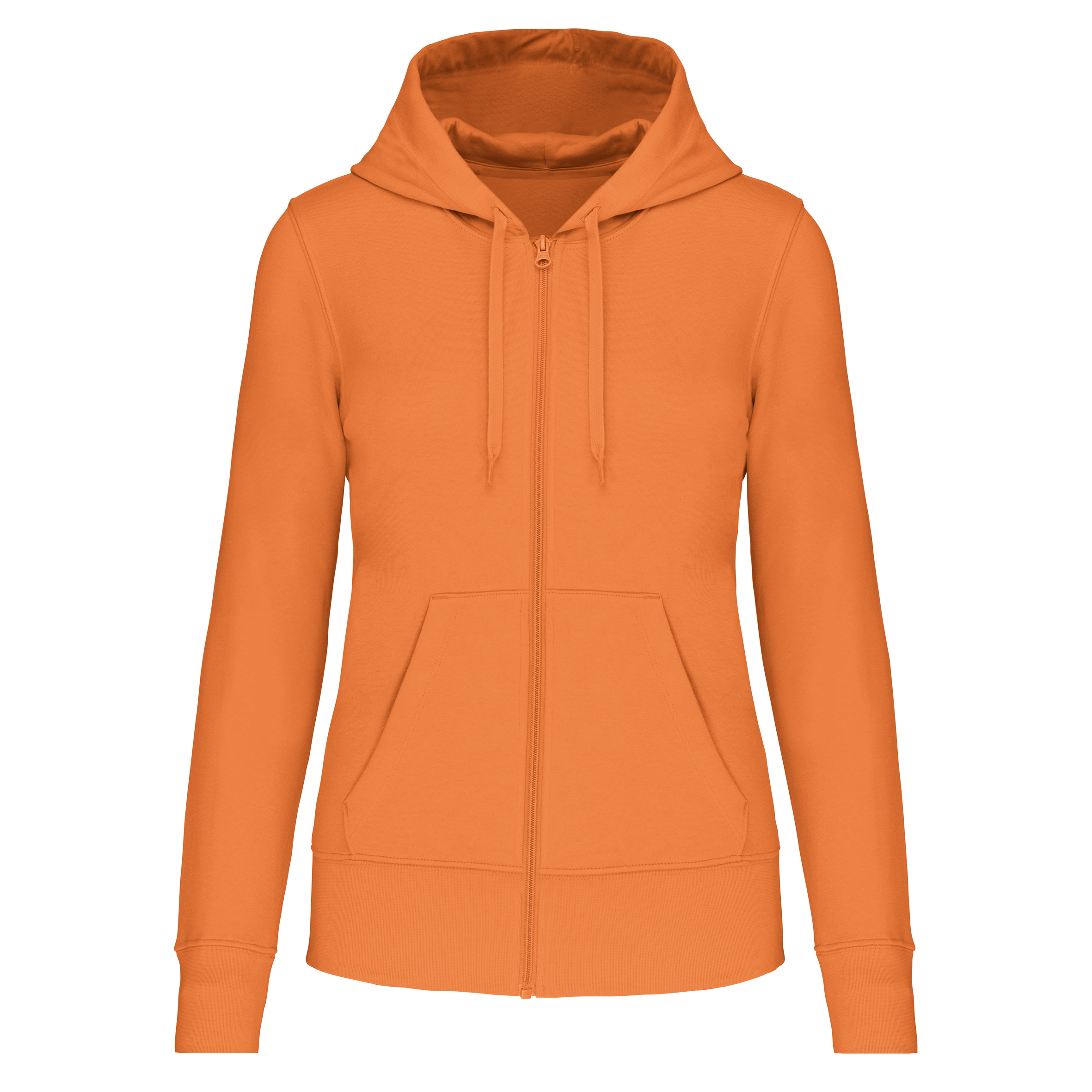 Sweatshirt sustentável com capuz e fecho de senhora - Laranja claro