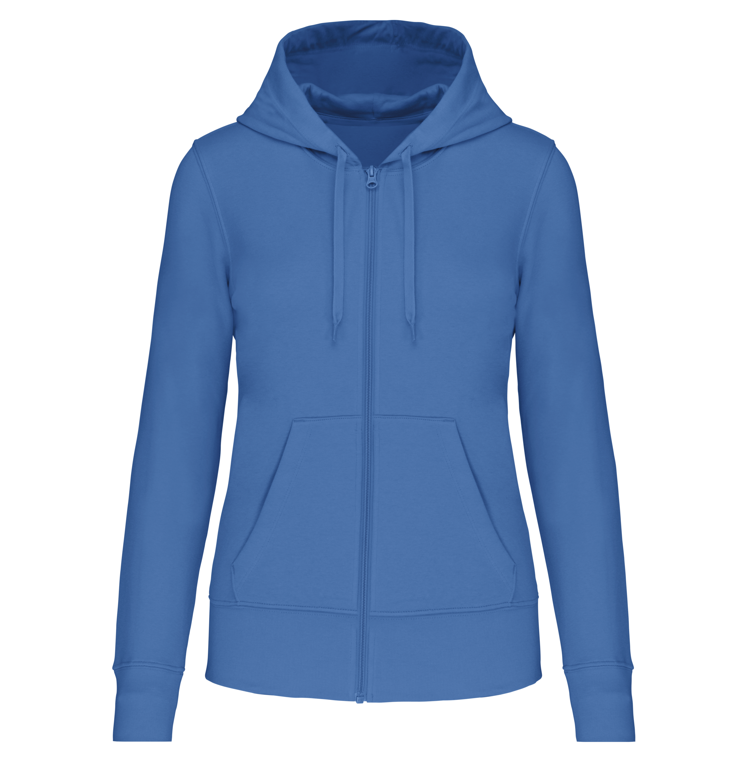 Sweatshirt sustentável com capuz e fecho de senhora - Azul azul royal claro