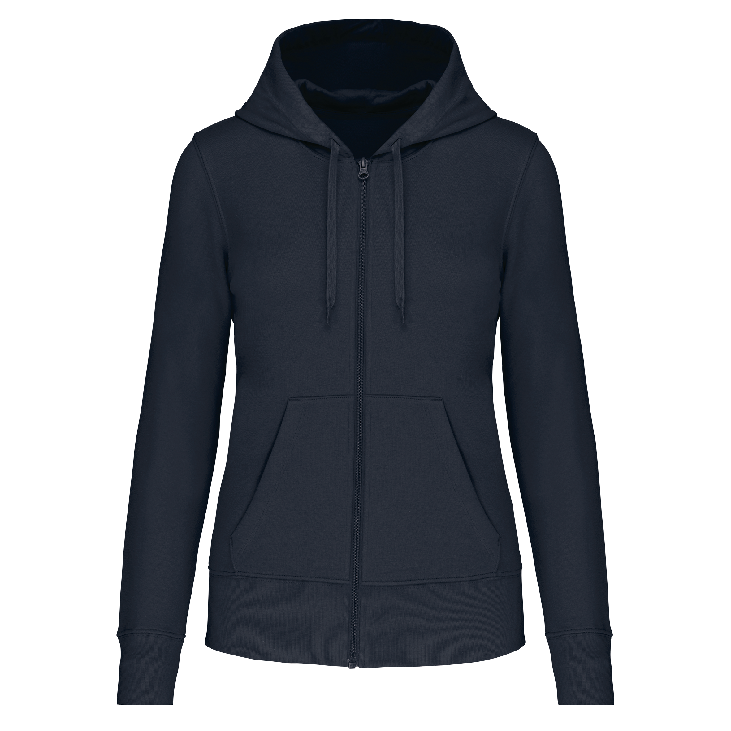 Sweatshirt sustentável com capuz e fecho de senhora - Azul marinho