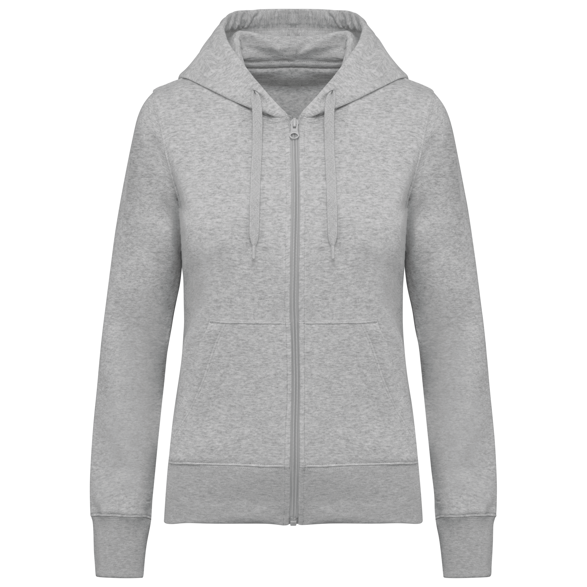 Sweatshirt sustentável com capuz e fecho de senhora - Cinzento oxford