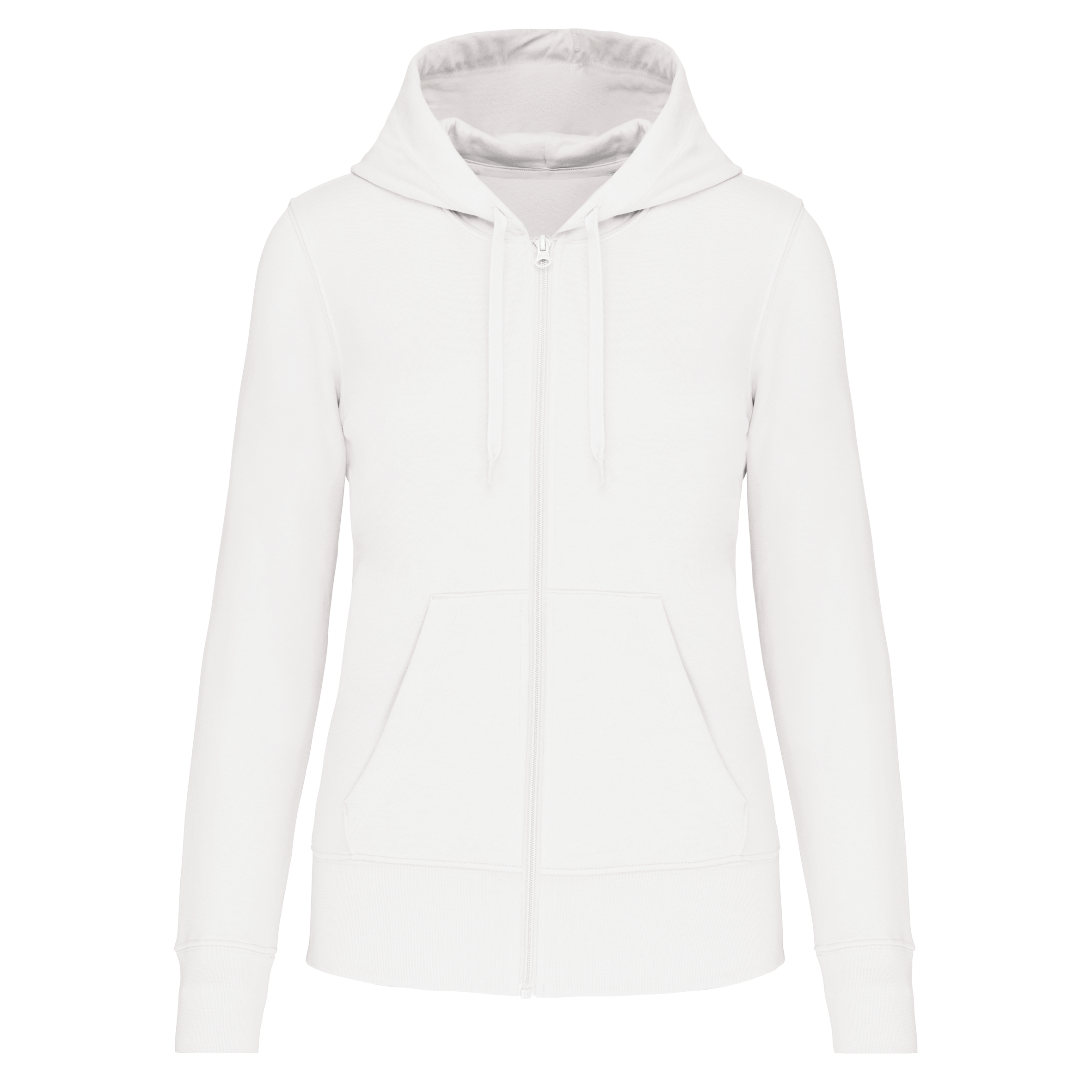 Sweatshirt sustentável com capuz e fecho de senhora - Branco