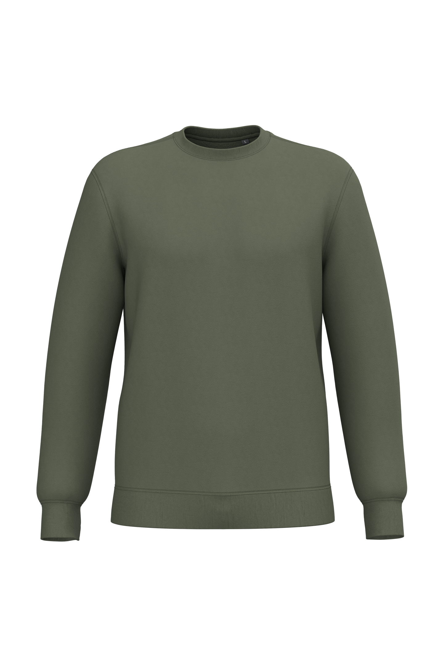 Sweatshirt decote redondo reciclada unissexo - Verde alcaparra