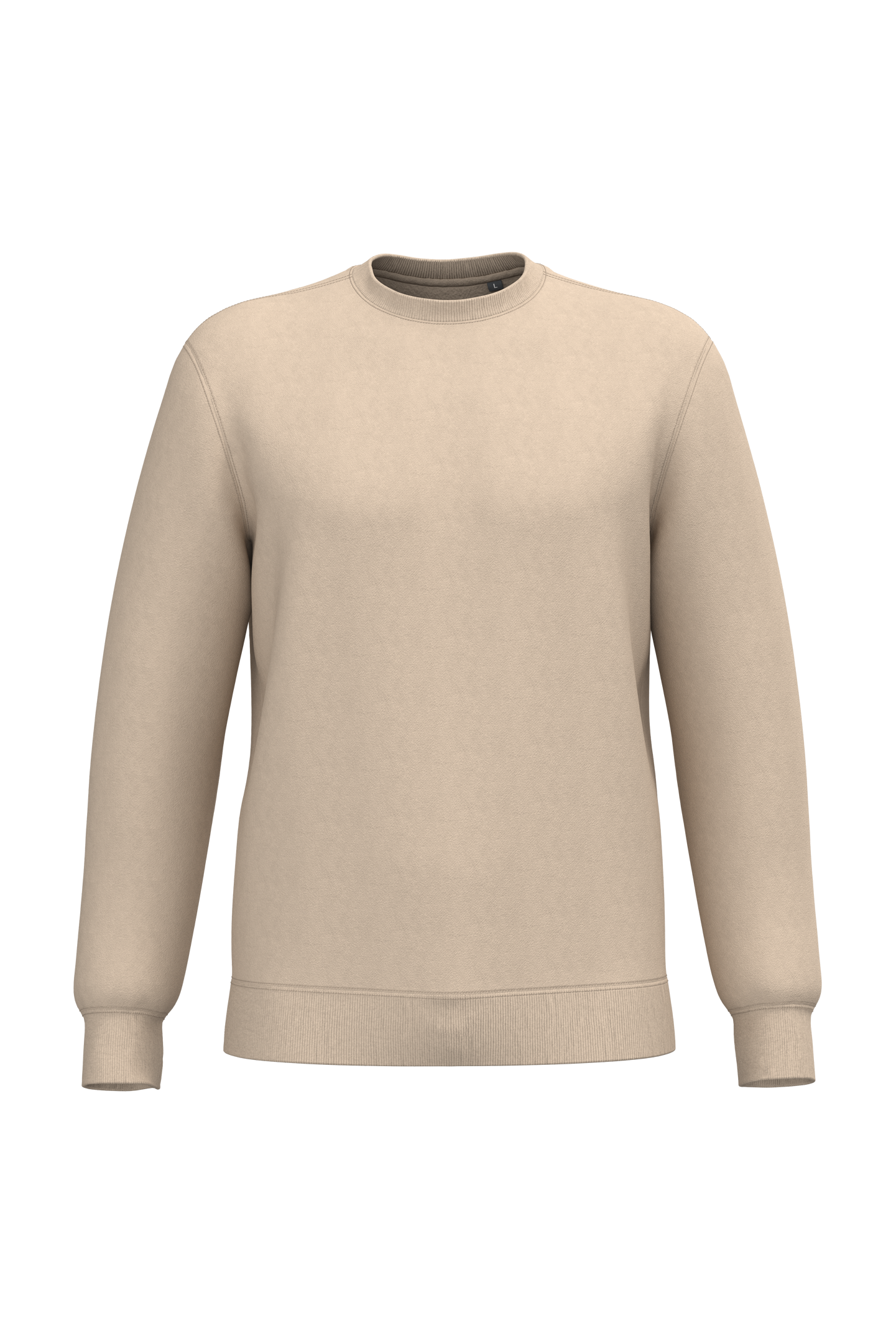 Sweatshirt decote redondo reciclada unissexo - Areia clara