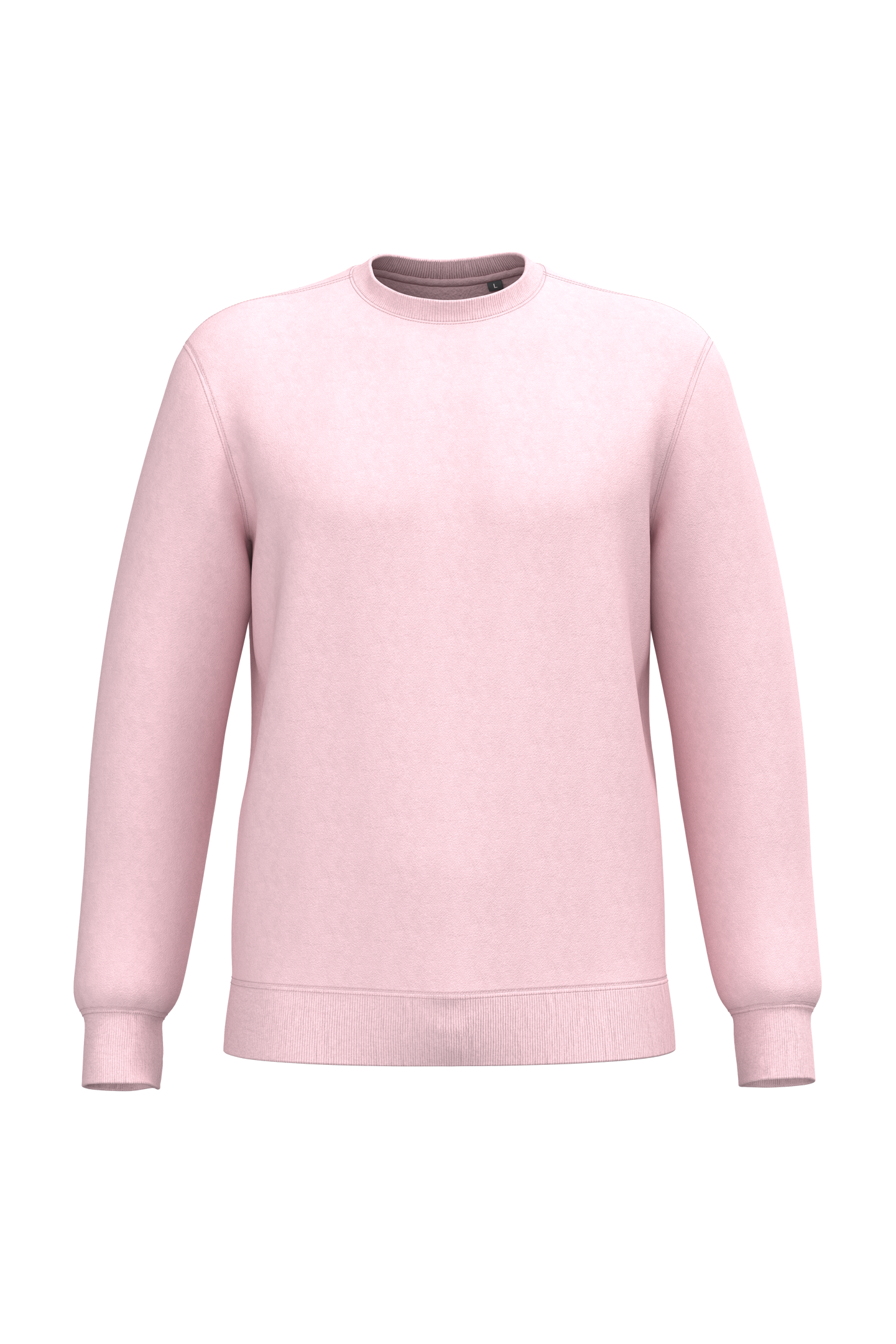 Sweatshirt decote redondo reciclada unissexo - Rosa claro