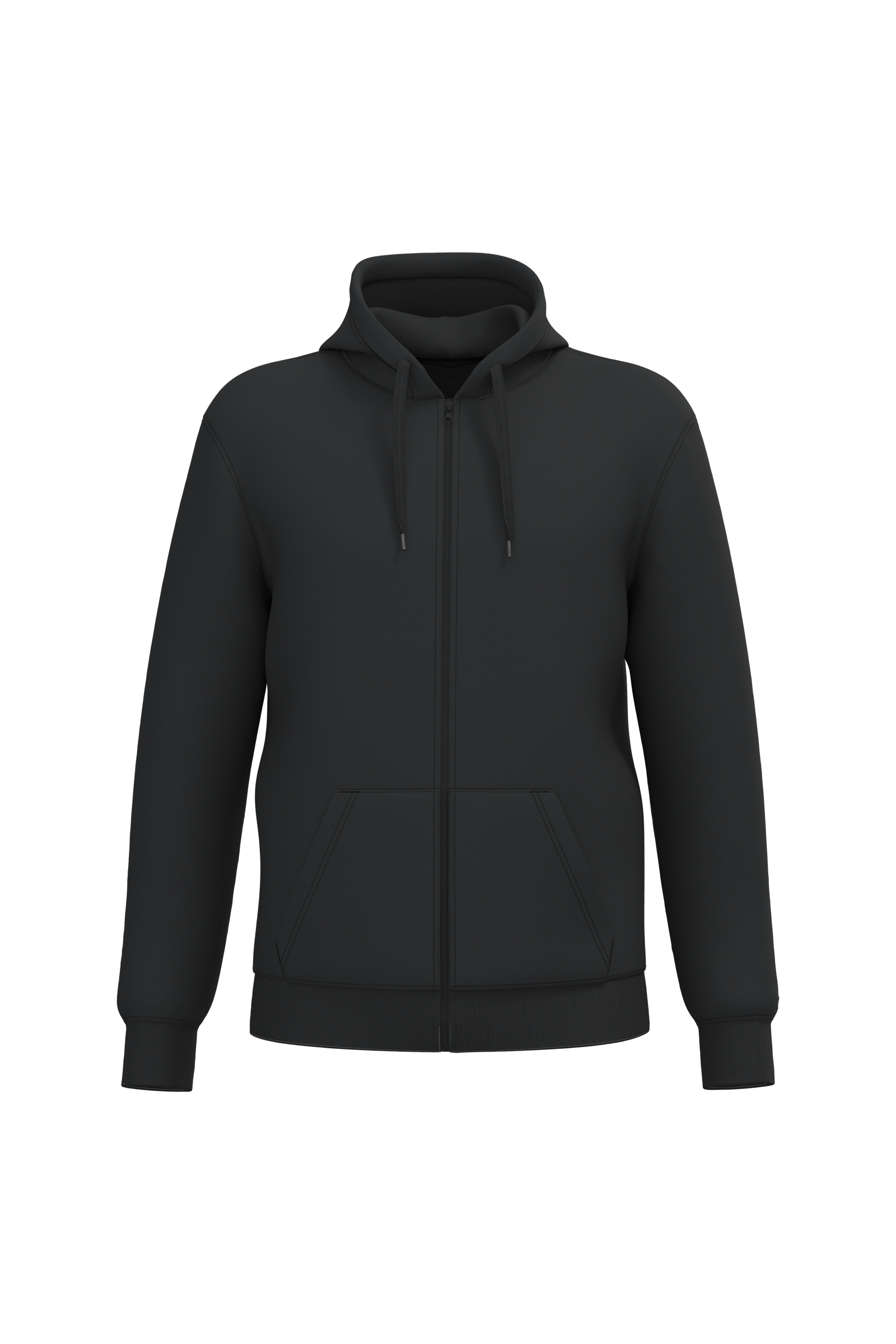 Sweatshirt reciclada com fecho e capuz unissexo - Preto
