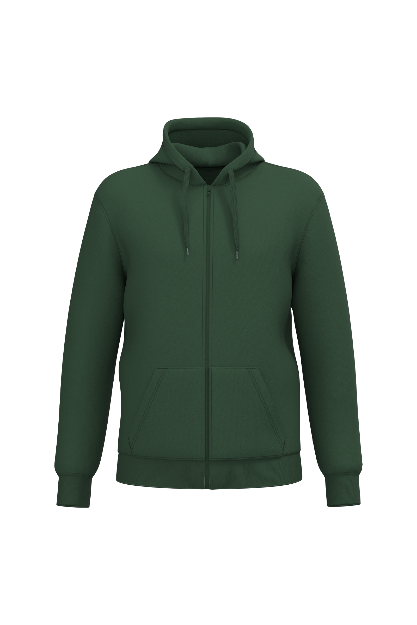 Sweatshirt reciclada com fecho e capuz unissexo - Verde floresta