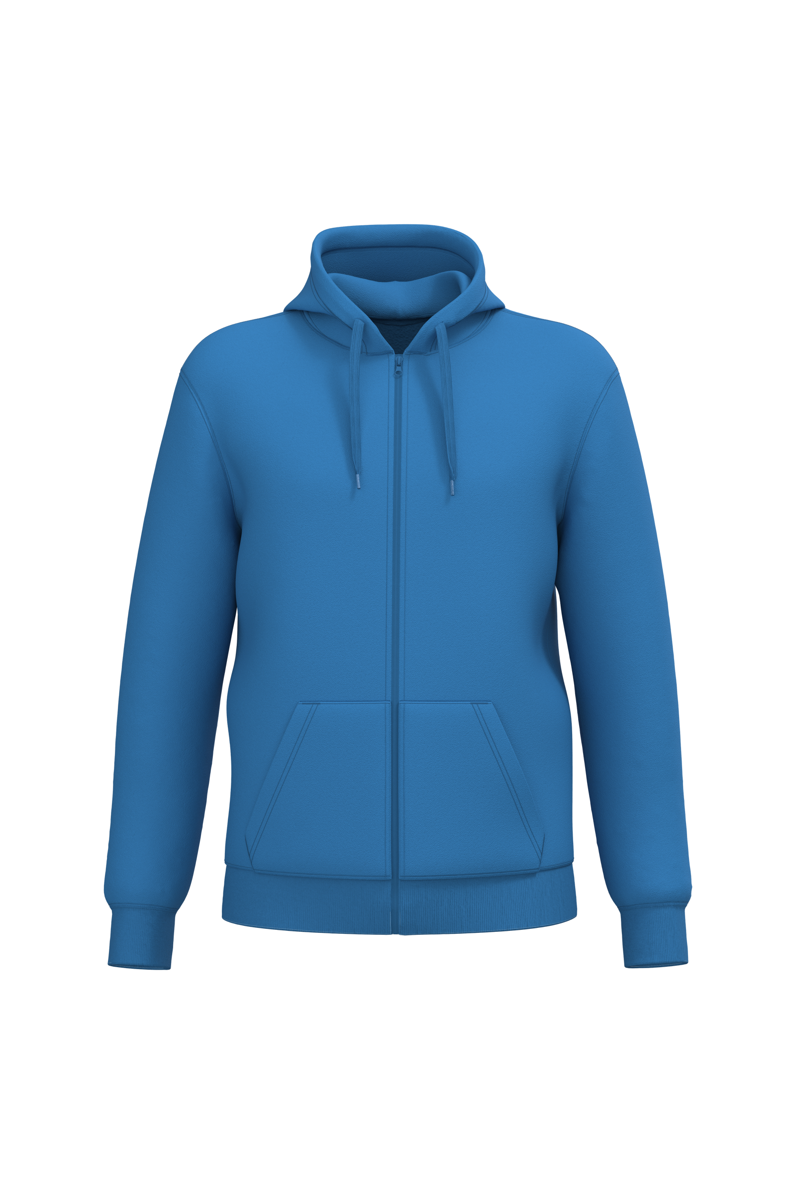 Sweatshirt reciclada com fecho e capuz unissexo - Azul azul royal claro