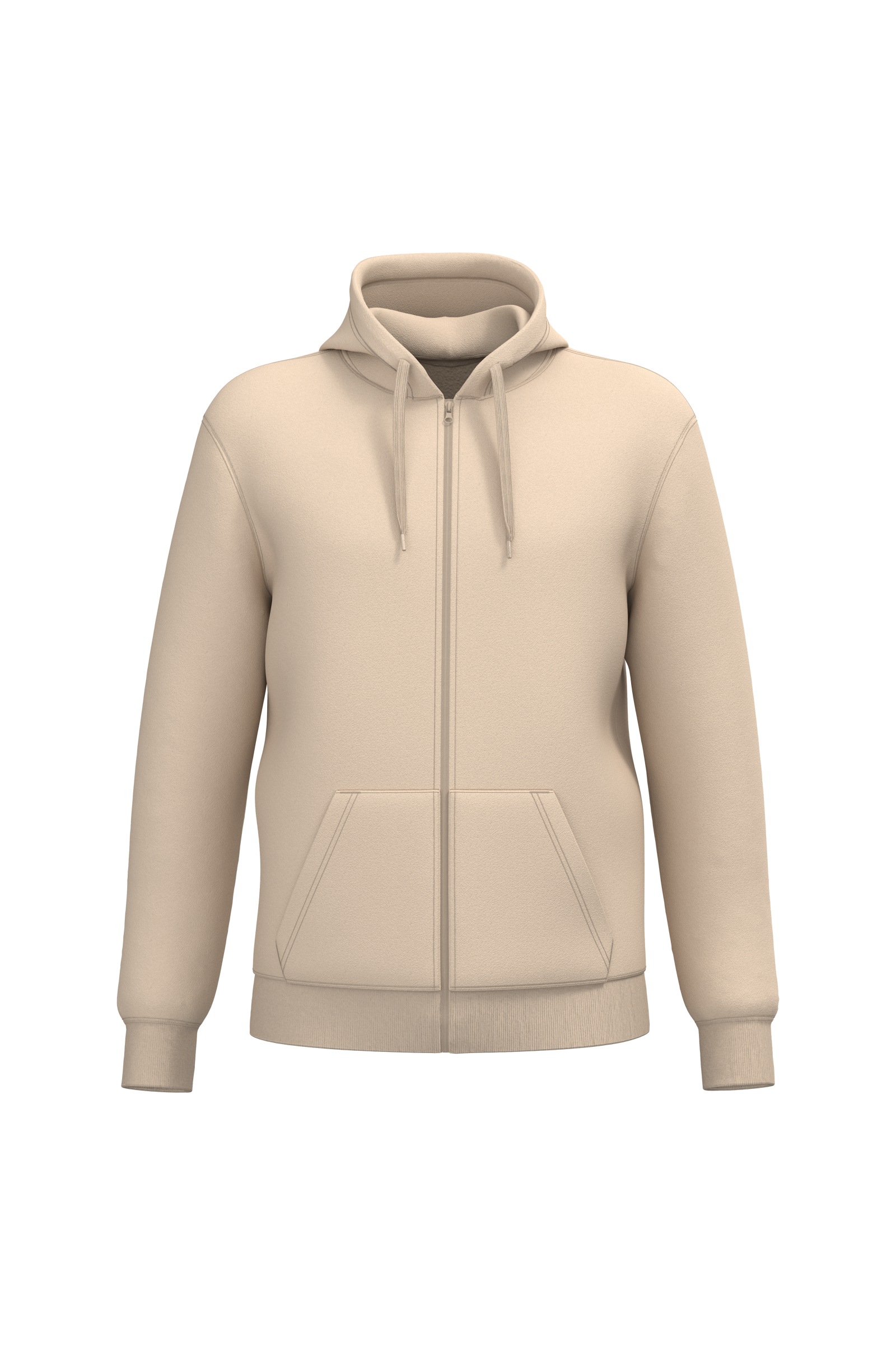 Sweatshirt reciclada com fecho e capuz unissexo - Areia clara