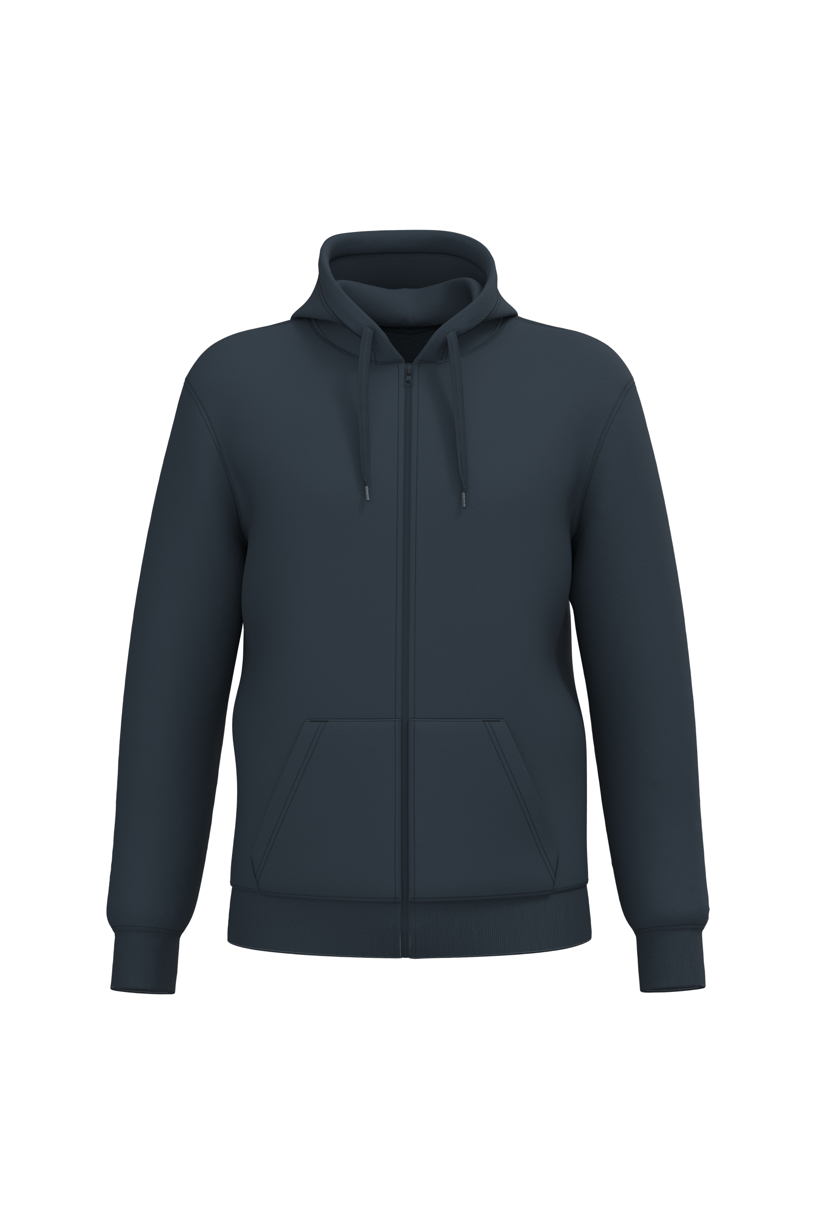 Sweatshirt reciclada com fecho e capuz unissexo - Azul marinho