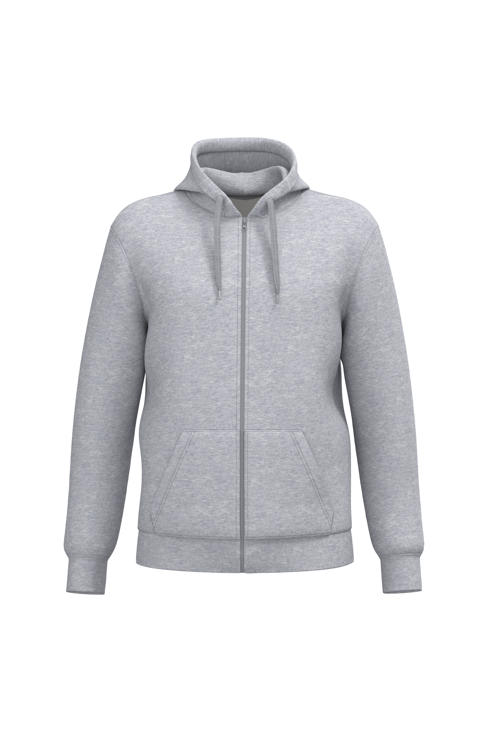 Sweatshirt reciclada com fecho e capuz unissexo - Cinzento oxford