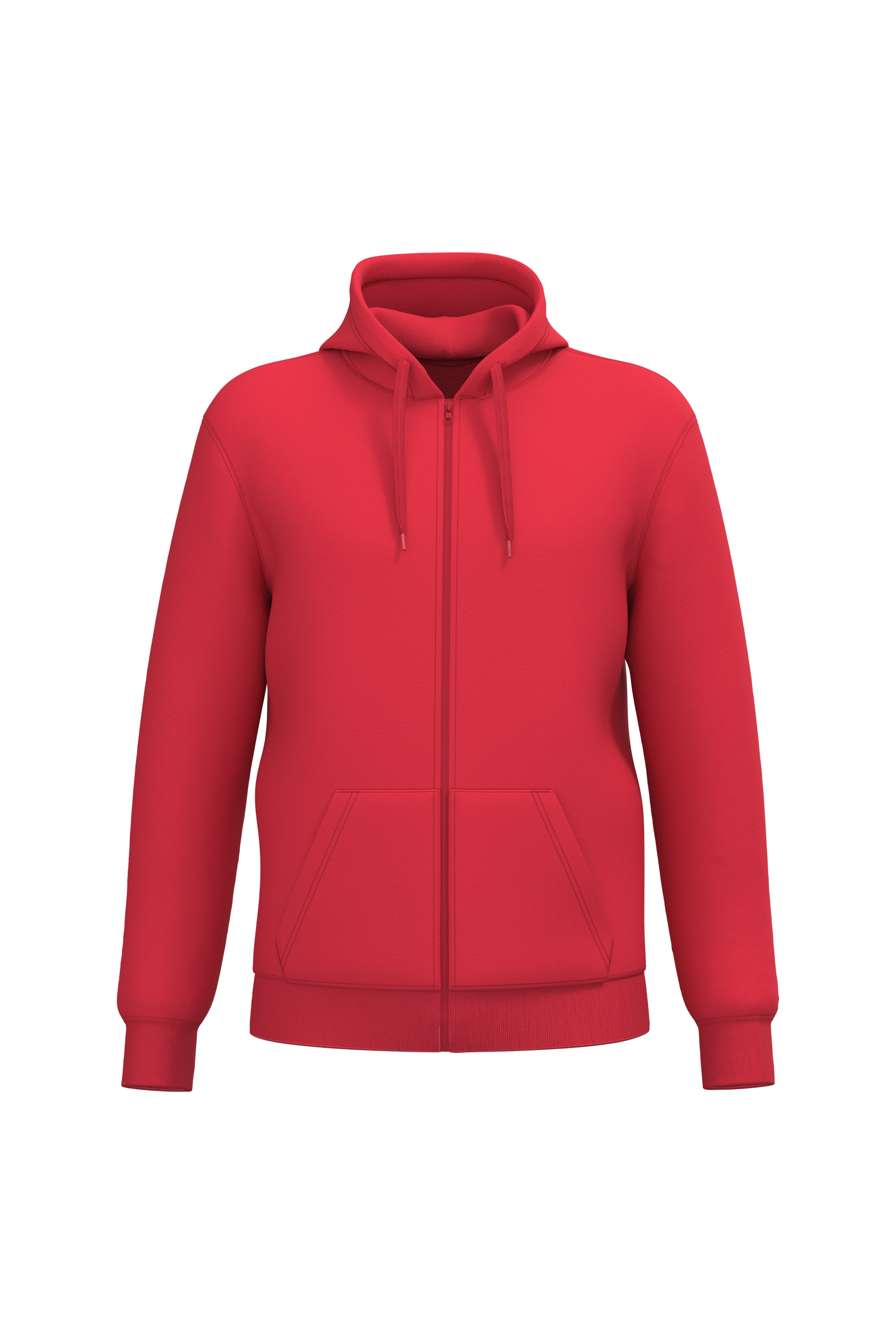 Sweatshirt reciclada com fecho e capuz unissexo - Vermelho