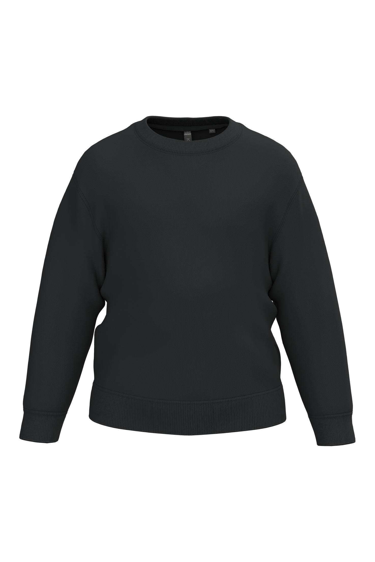 Sweatshirt reciclada decote redondo criança - Preto