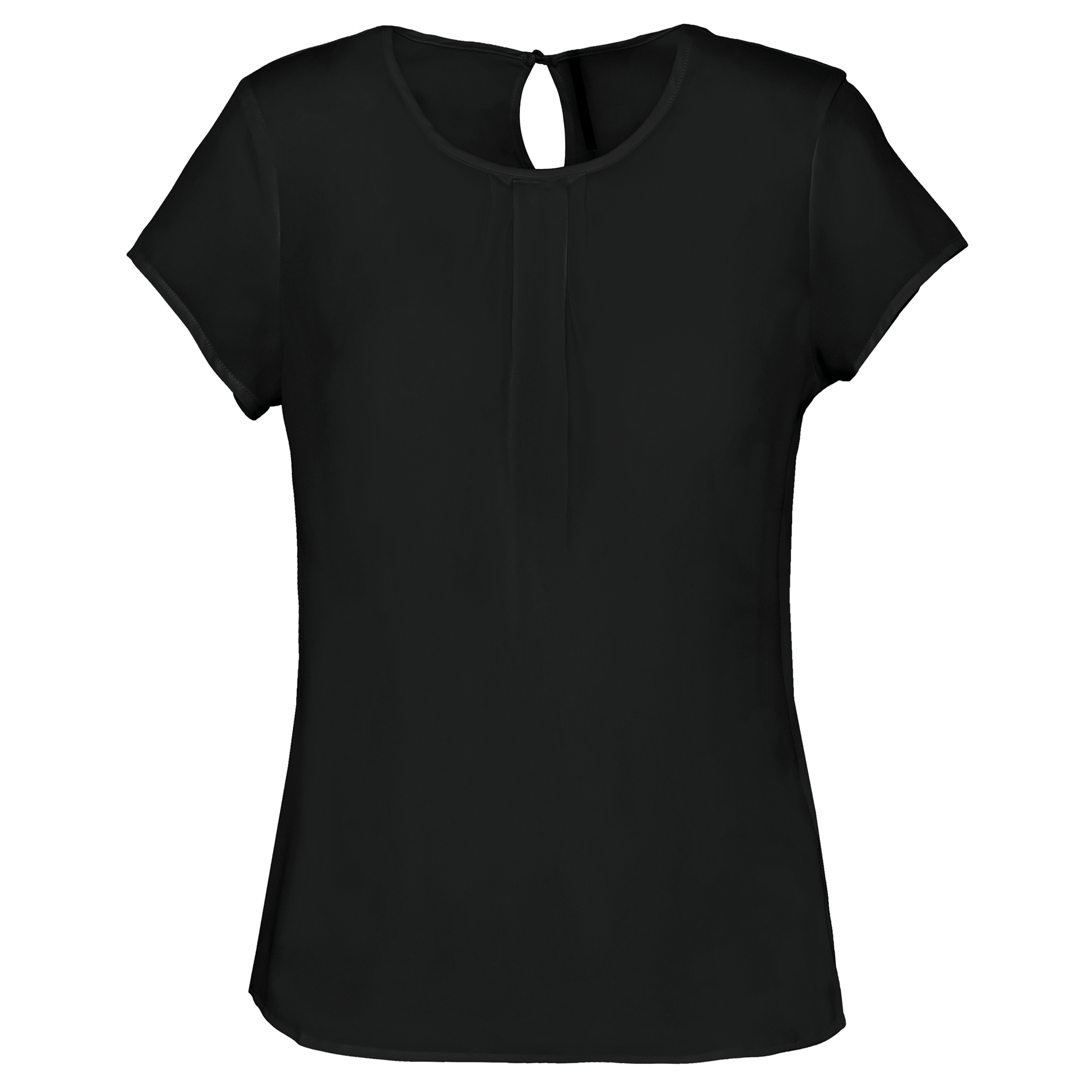 Blusa de senhora em crepe de manga curta - Preto