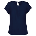 Blusa de senhora em crepe de manga curta - Azul oceano