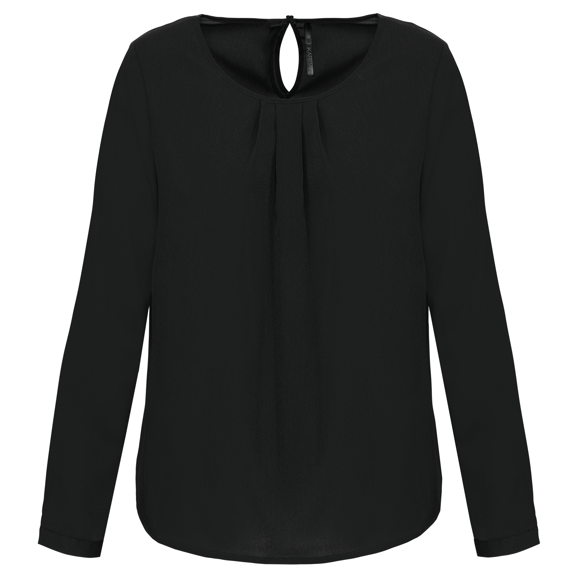 Blusa de senhora em crepe de manga comprida - Preto