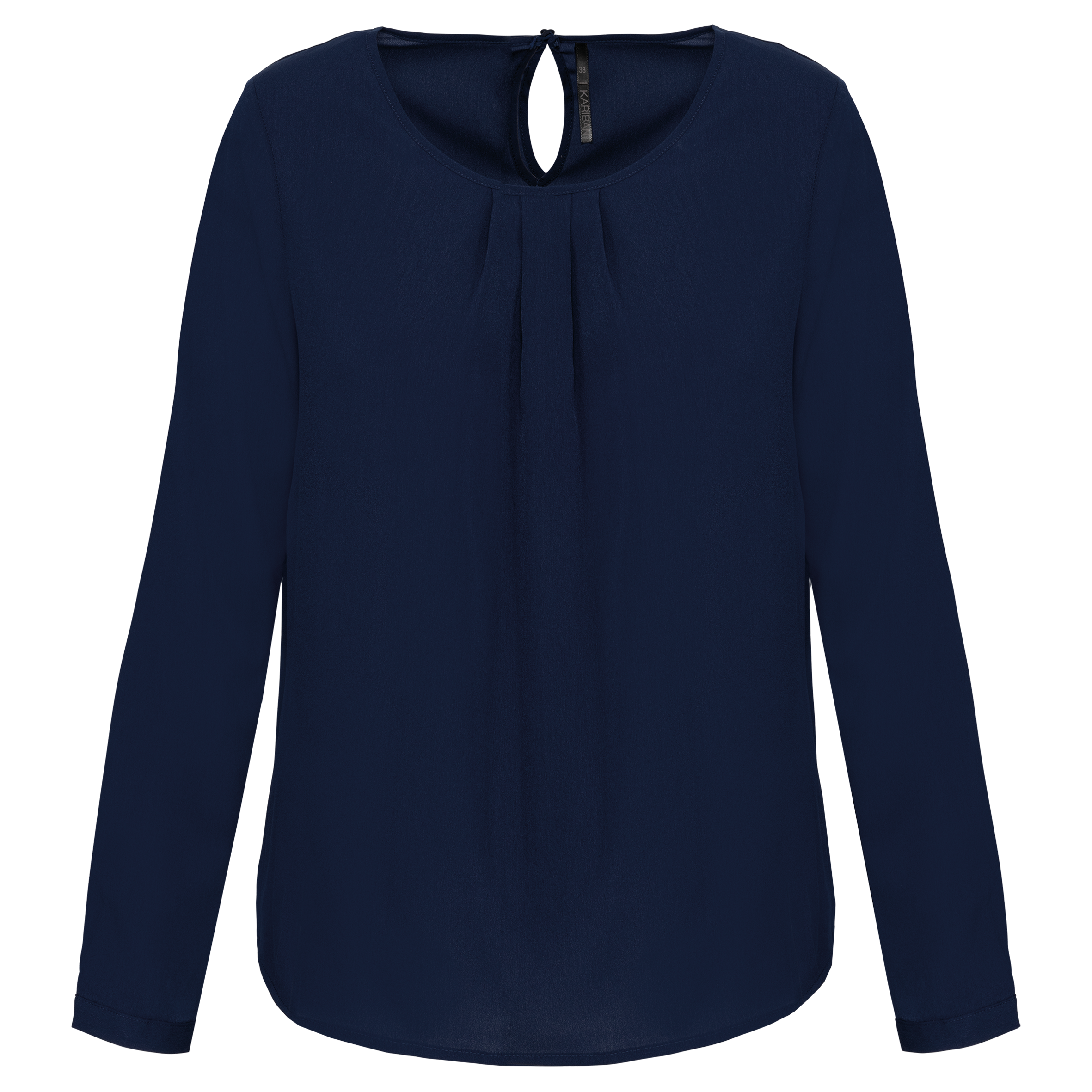 Blusa de senhora em crepe de manga comprida - Azul oceano