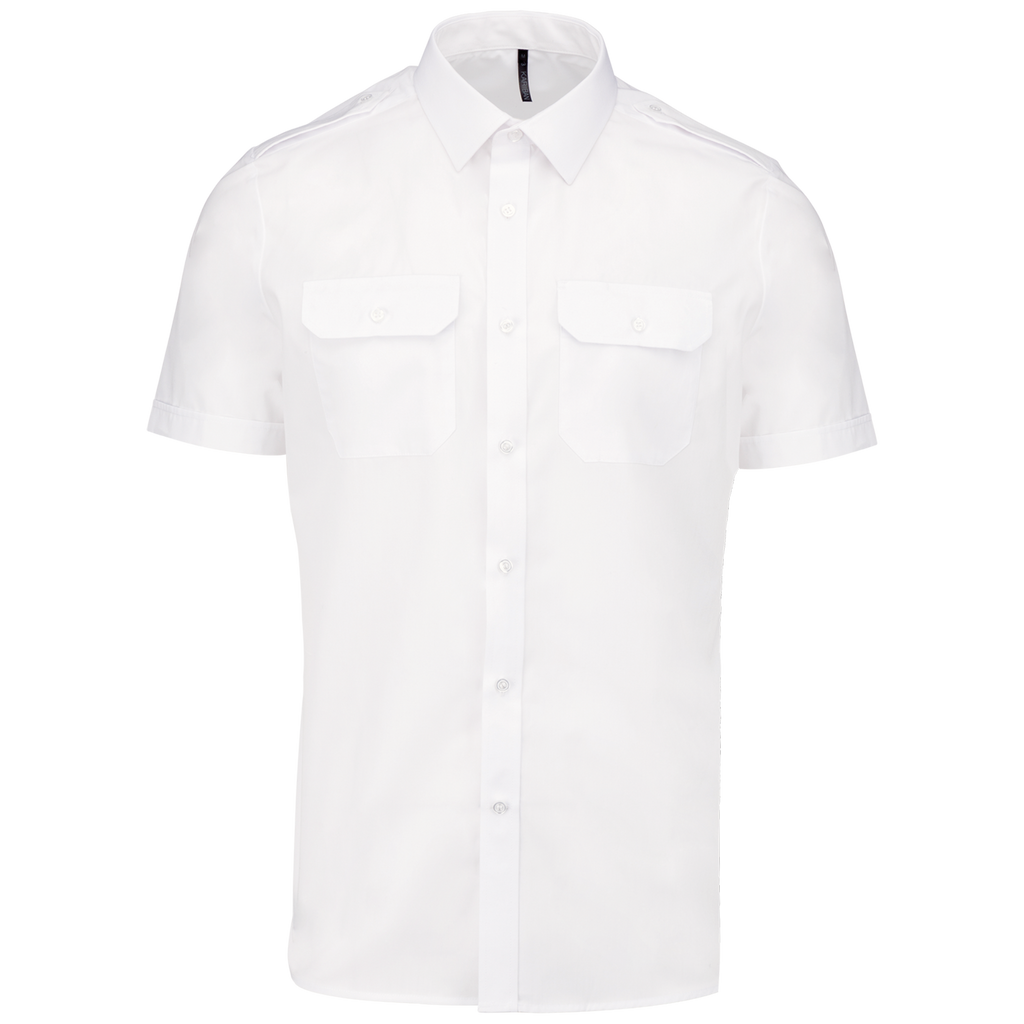 Camisa piloto de homem de manga curta - Branco