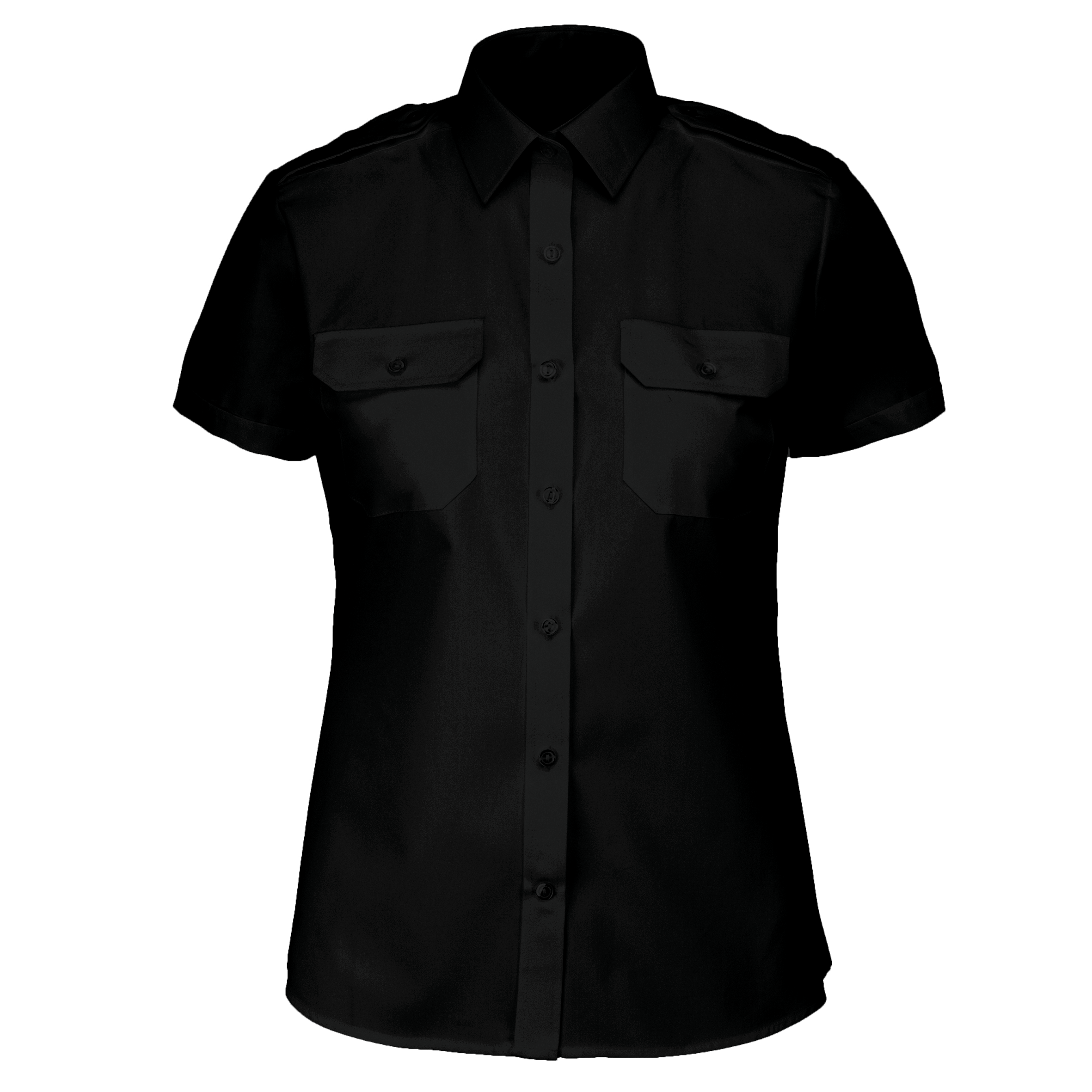 Camisa piloto de senhora de manga curta - Preto