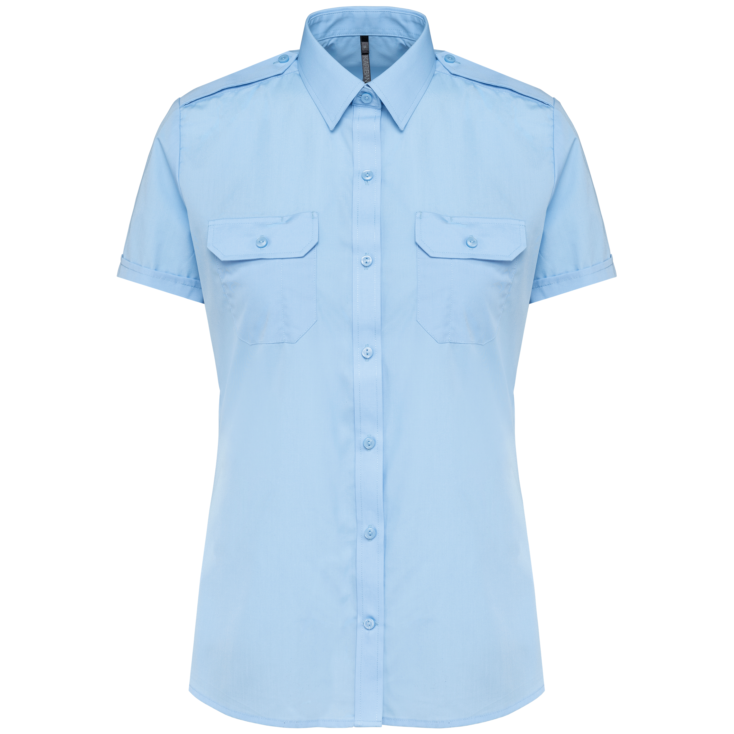 Camisa piloto de senhora de manga curta - Azul céu