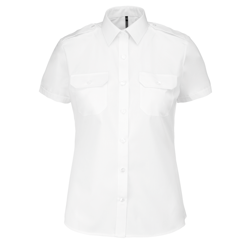 Camisa piloto de senhora de manga curta - Branco