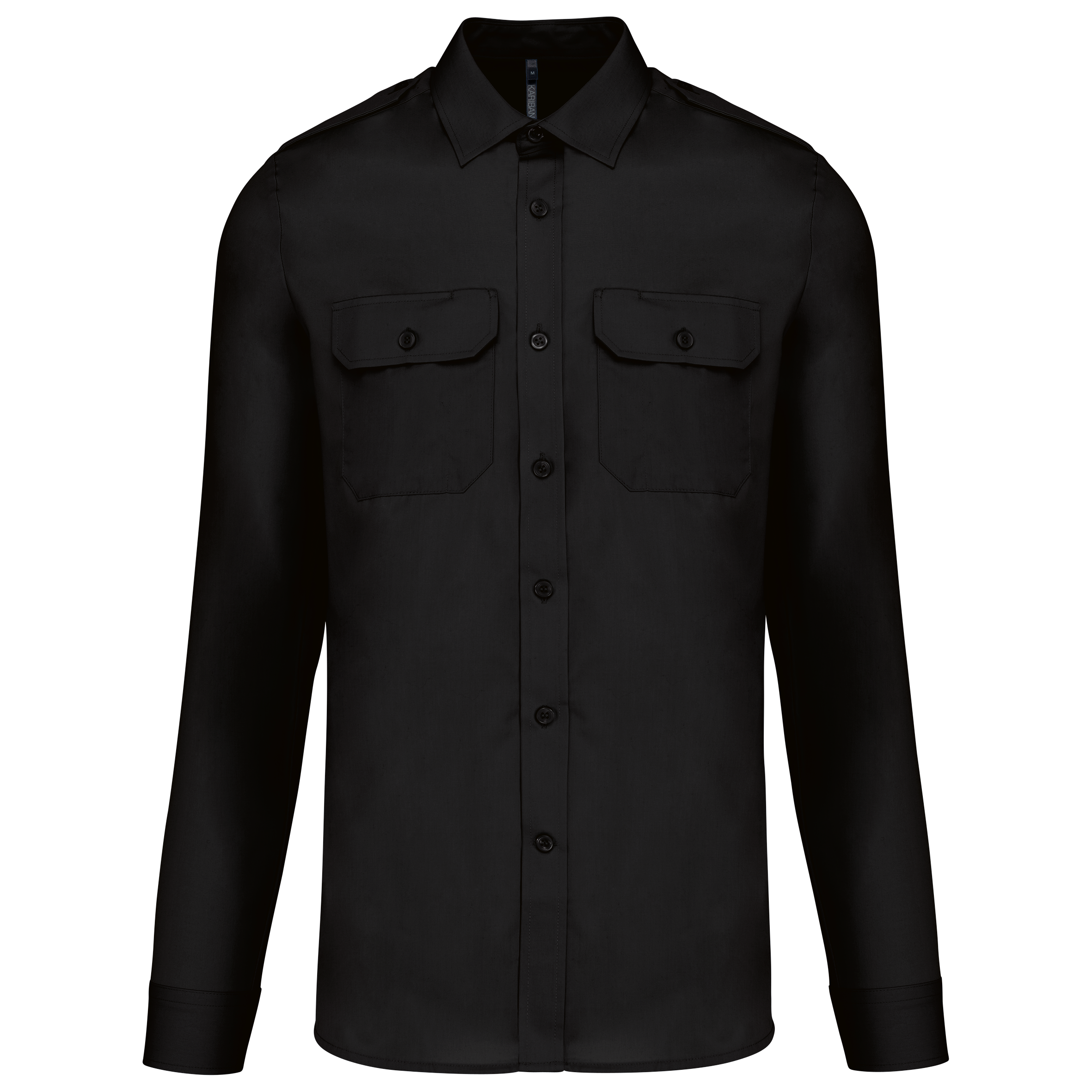 Camisa piloto de homem de manga comprida - Preto